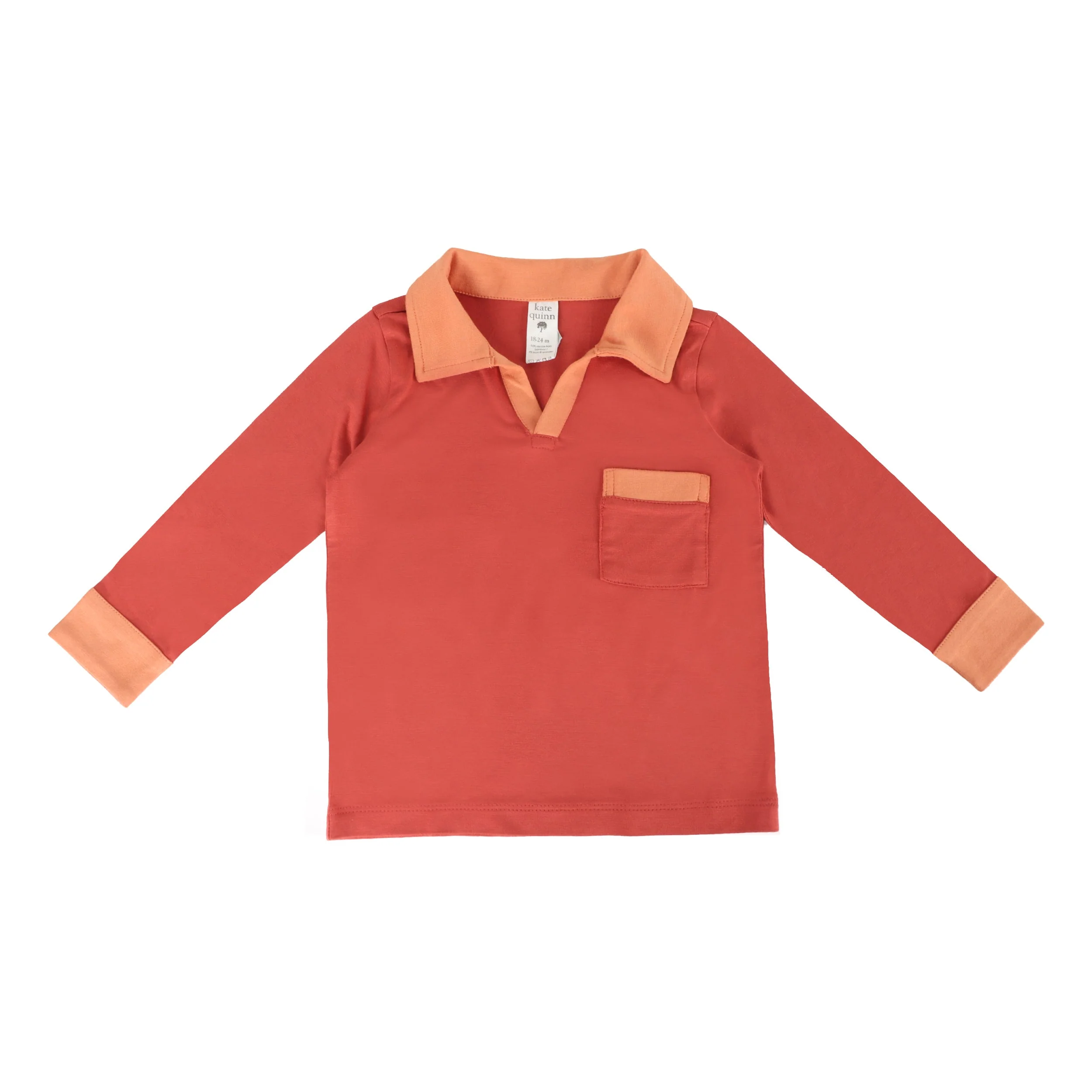 long sleeve retro pocket tee | tandoori spice | bamboo - Image 3