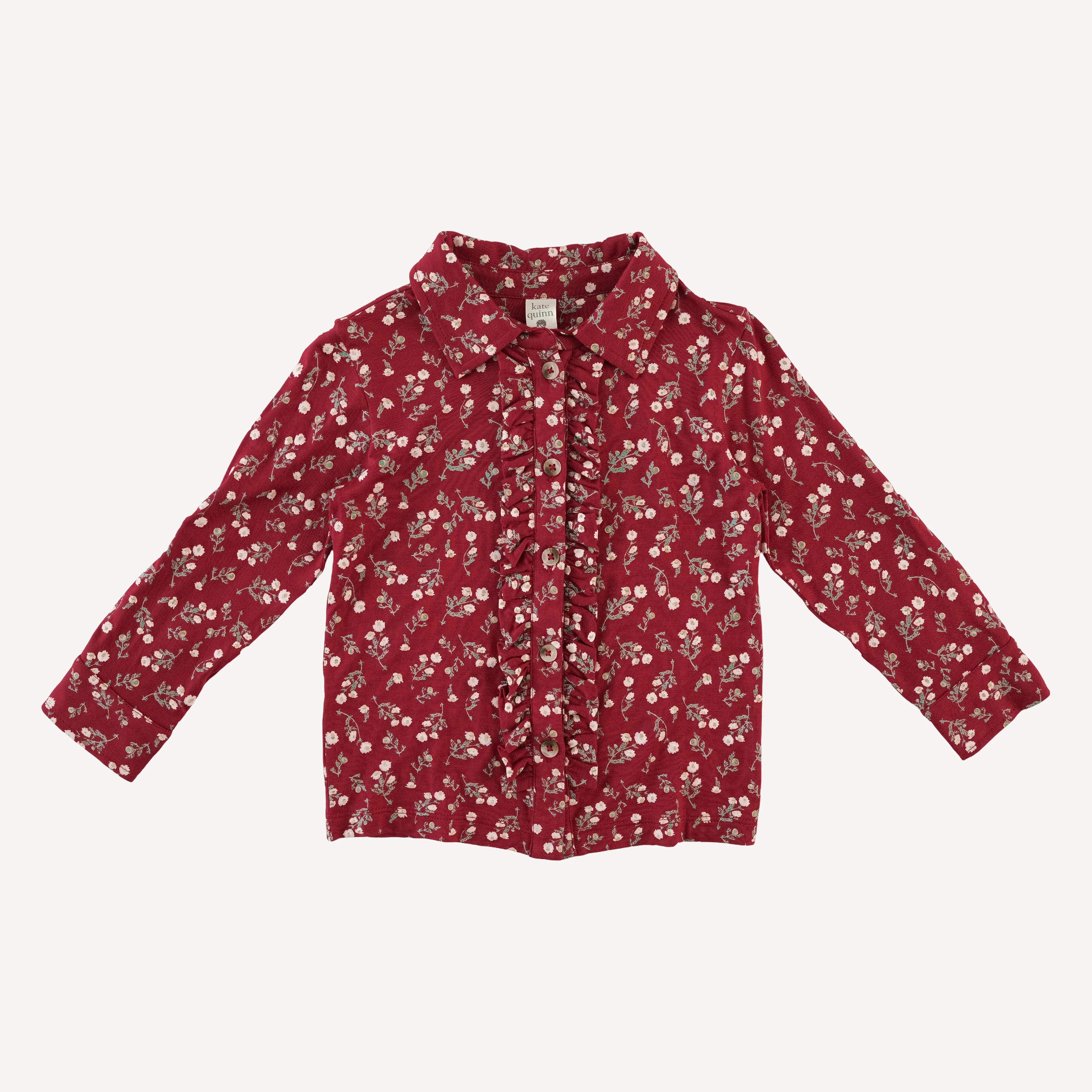 long sleeve rolled tuxedo shirt | garden tiny chamomile | bamboo - Image 3