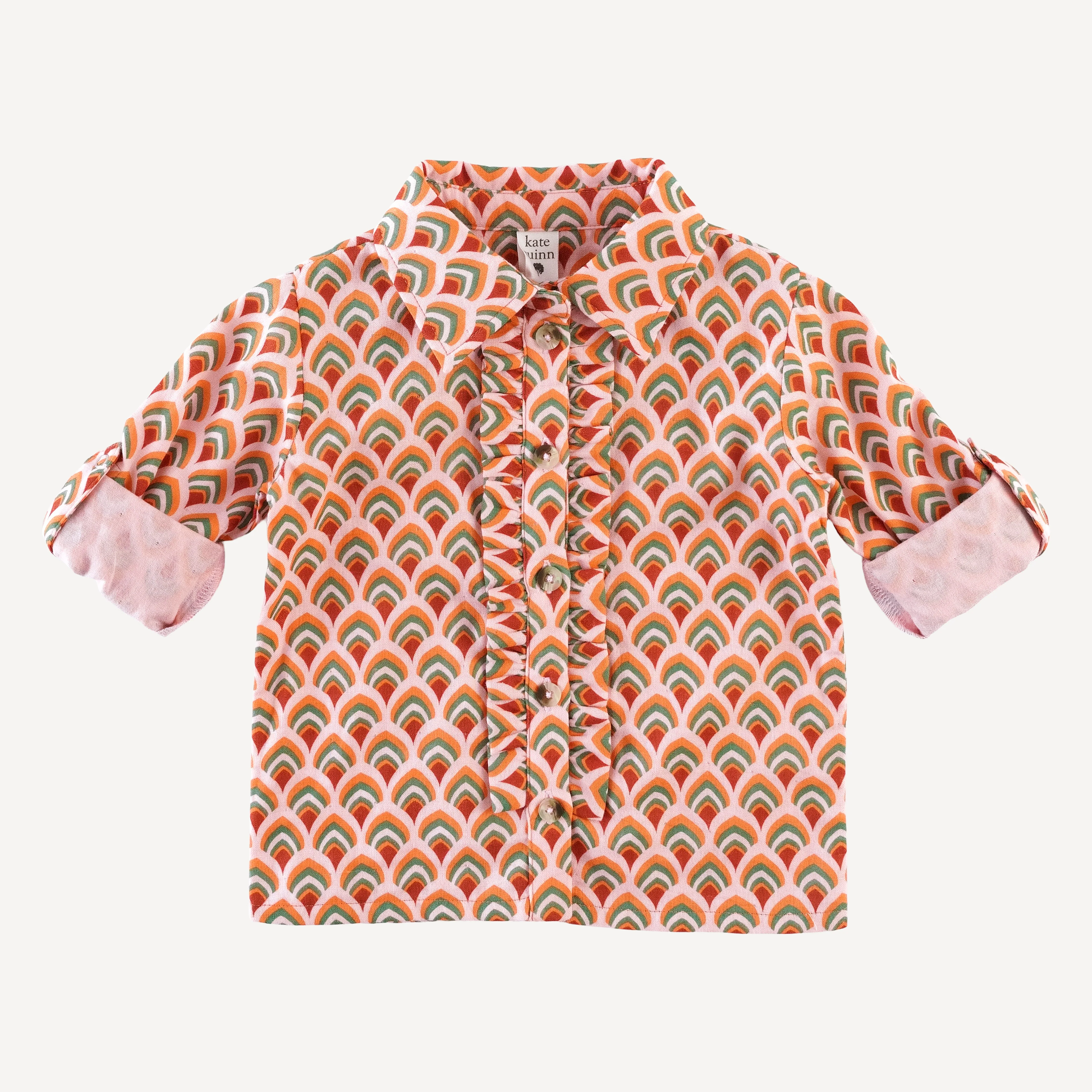 long sleeve rolled tuxedo shirt | modern feather | organic cotton gauze - Image 2