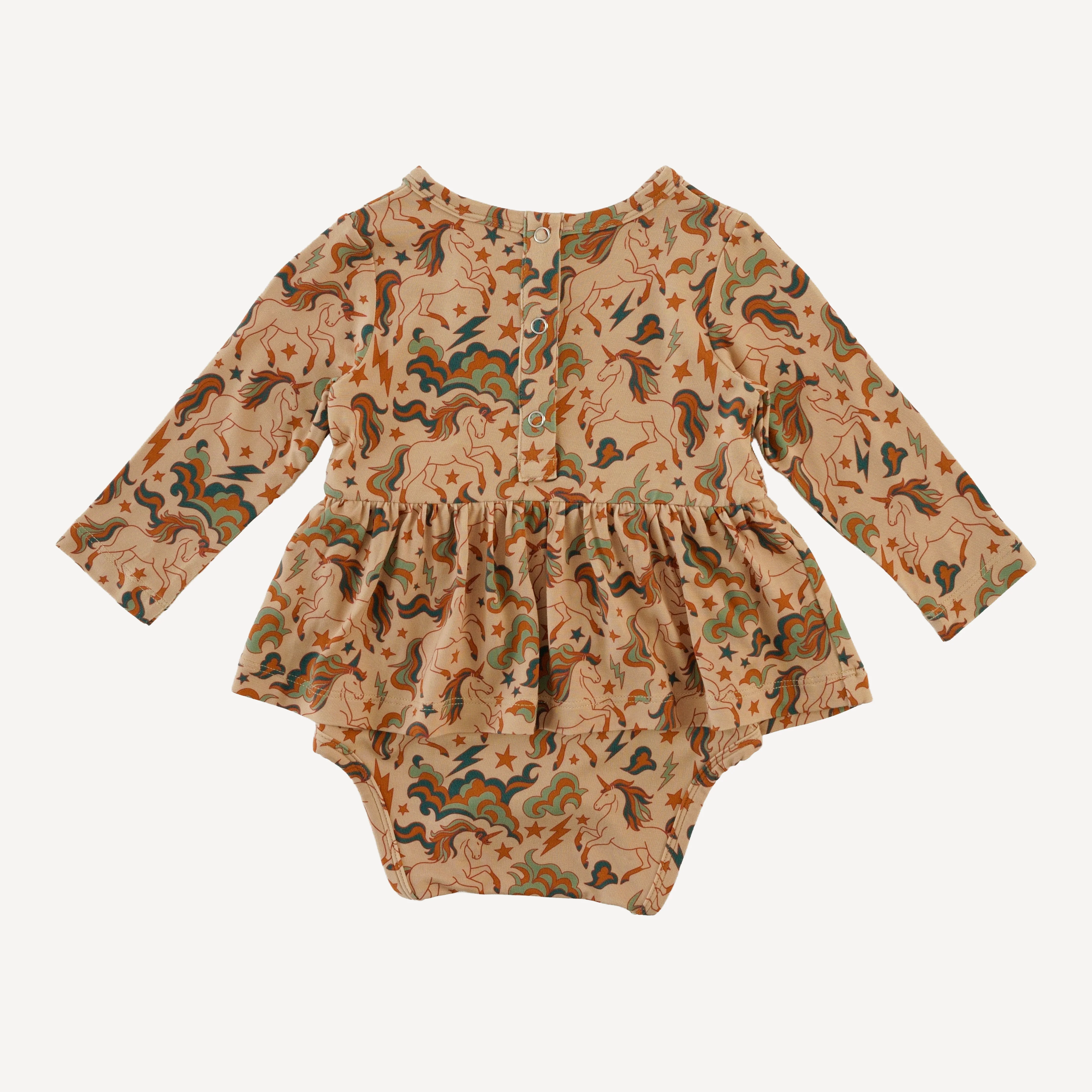 long sleeve ruched skirted bodysuit | unicorn party | light weight bamboo - Image 3
