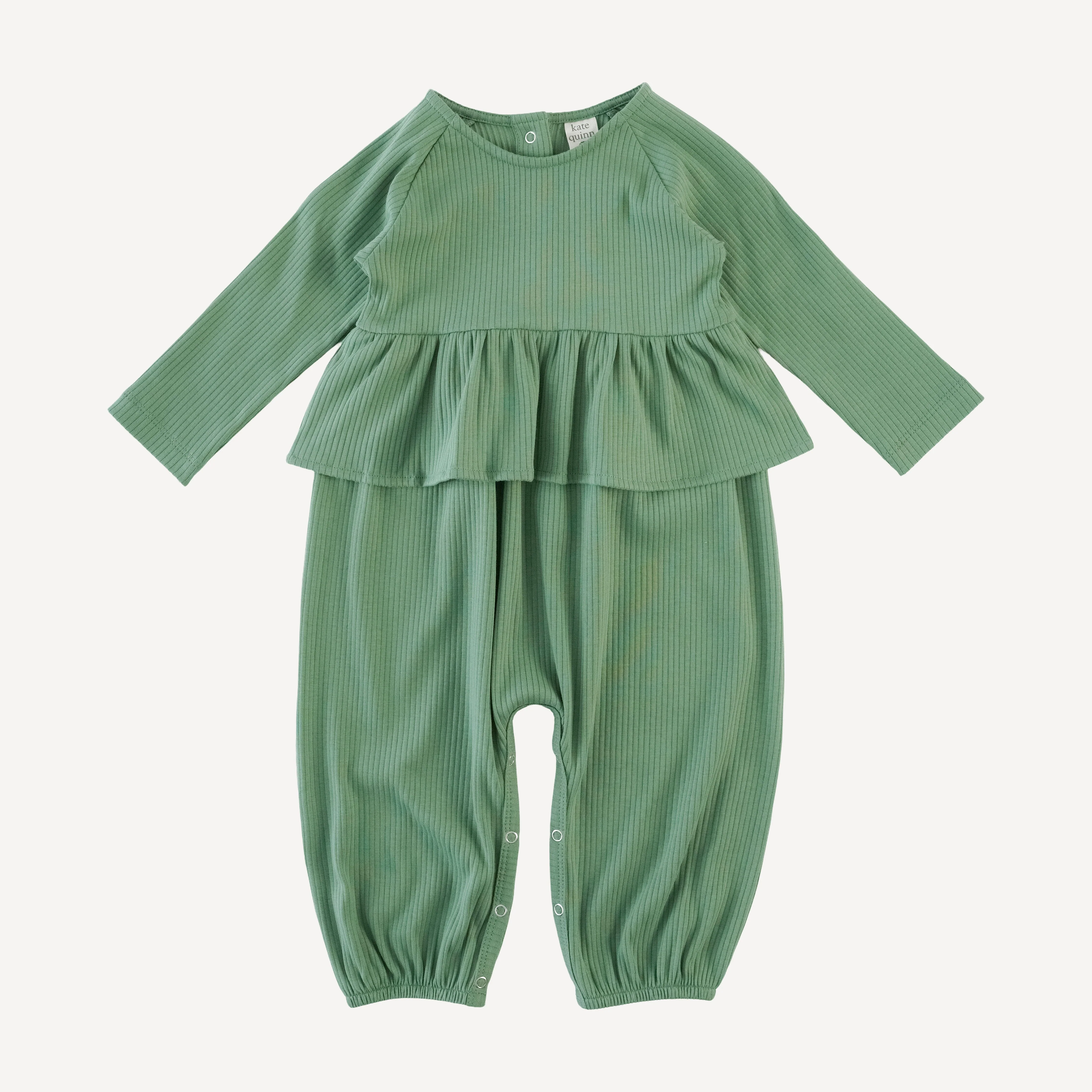 long sleeve ruffle romper | hedge | organic cotton single rib
