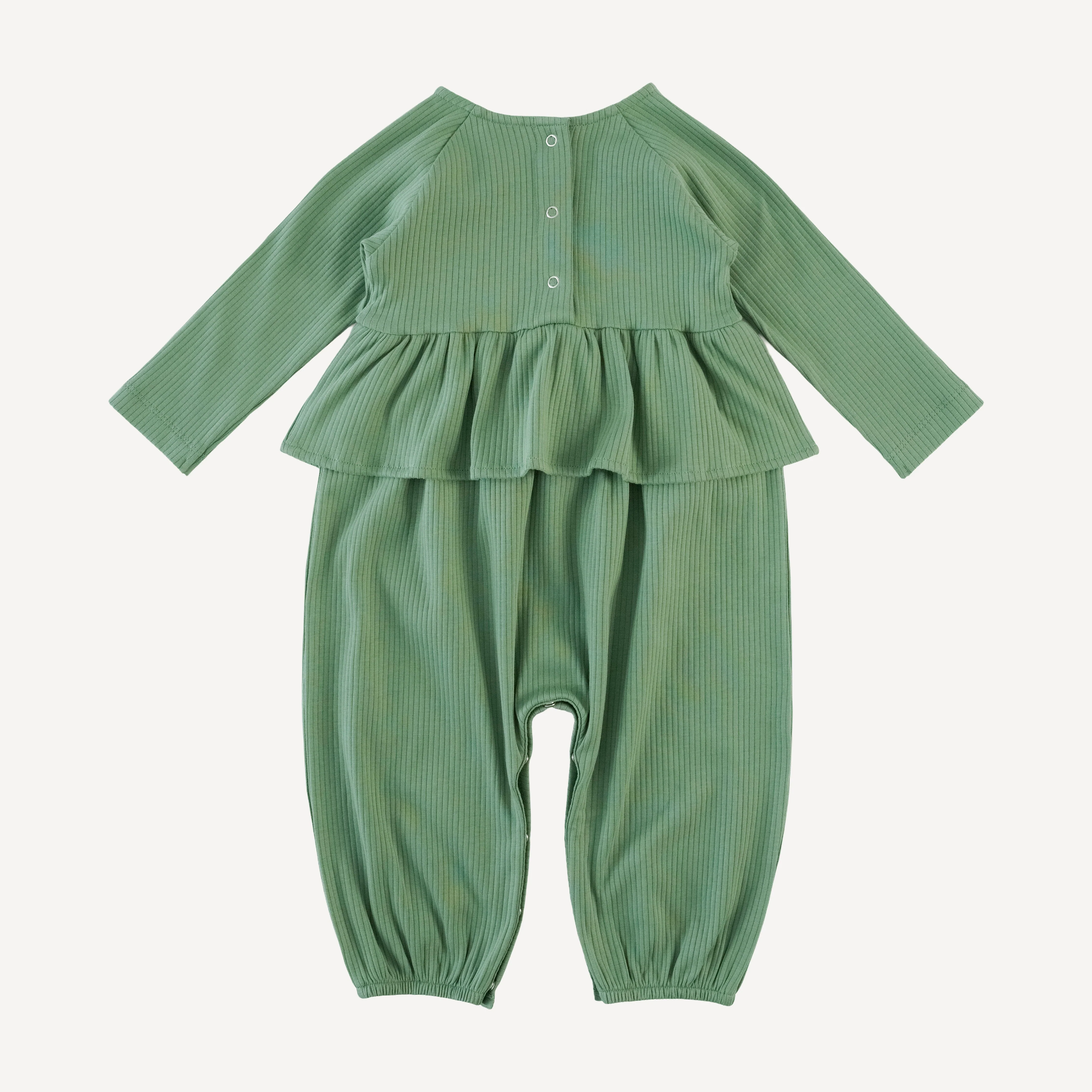 long sleeve ruffle romper | hedge | organic cotton single rib - Image 3