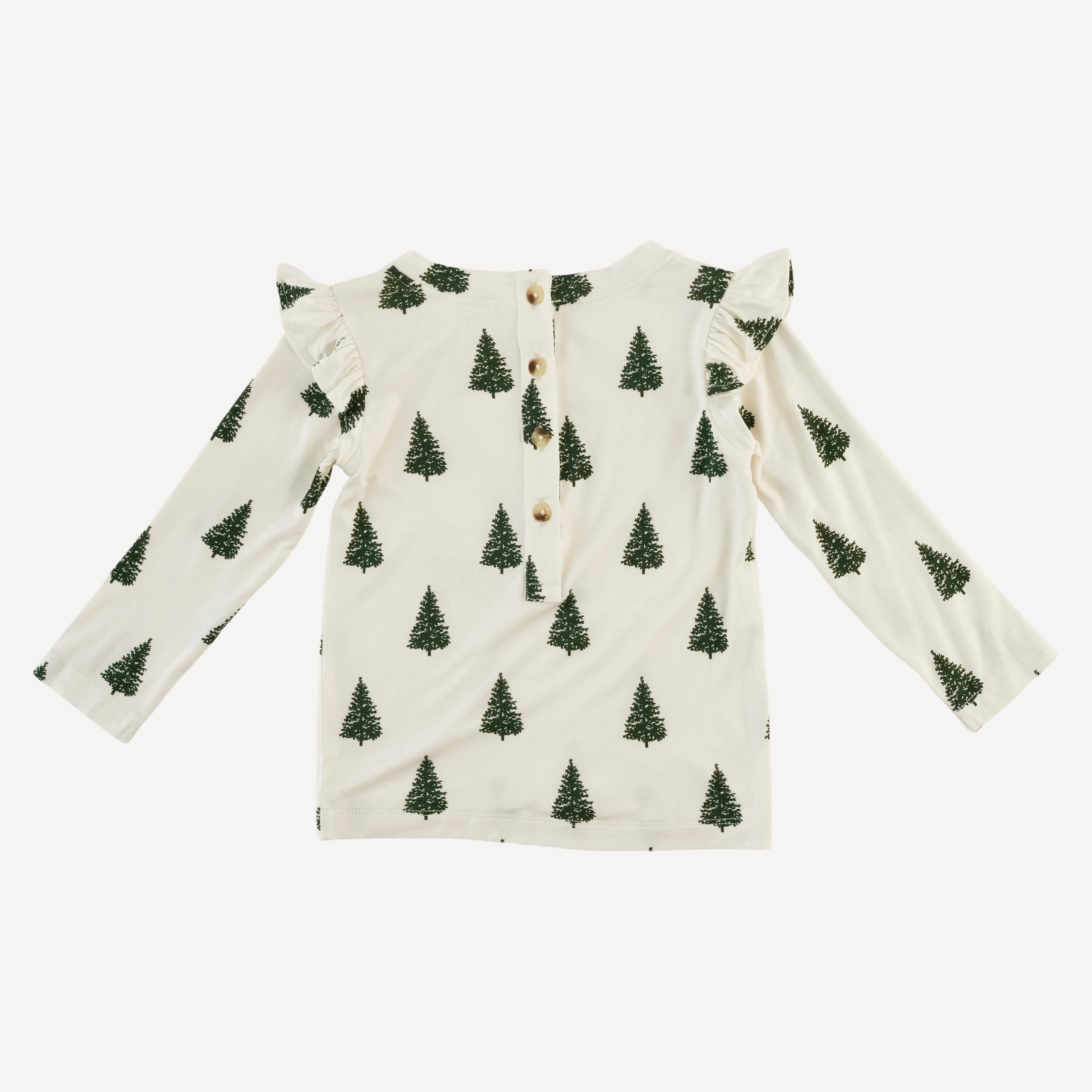 long sleeve shoulder ruffle top | mountain pine | bamboo - Image 3