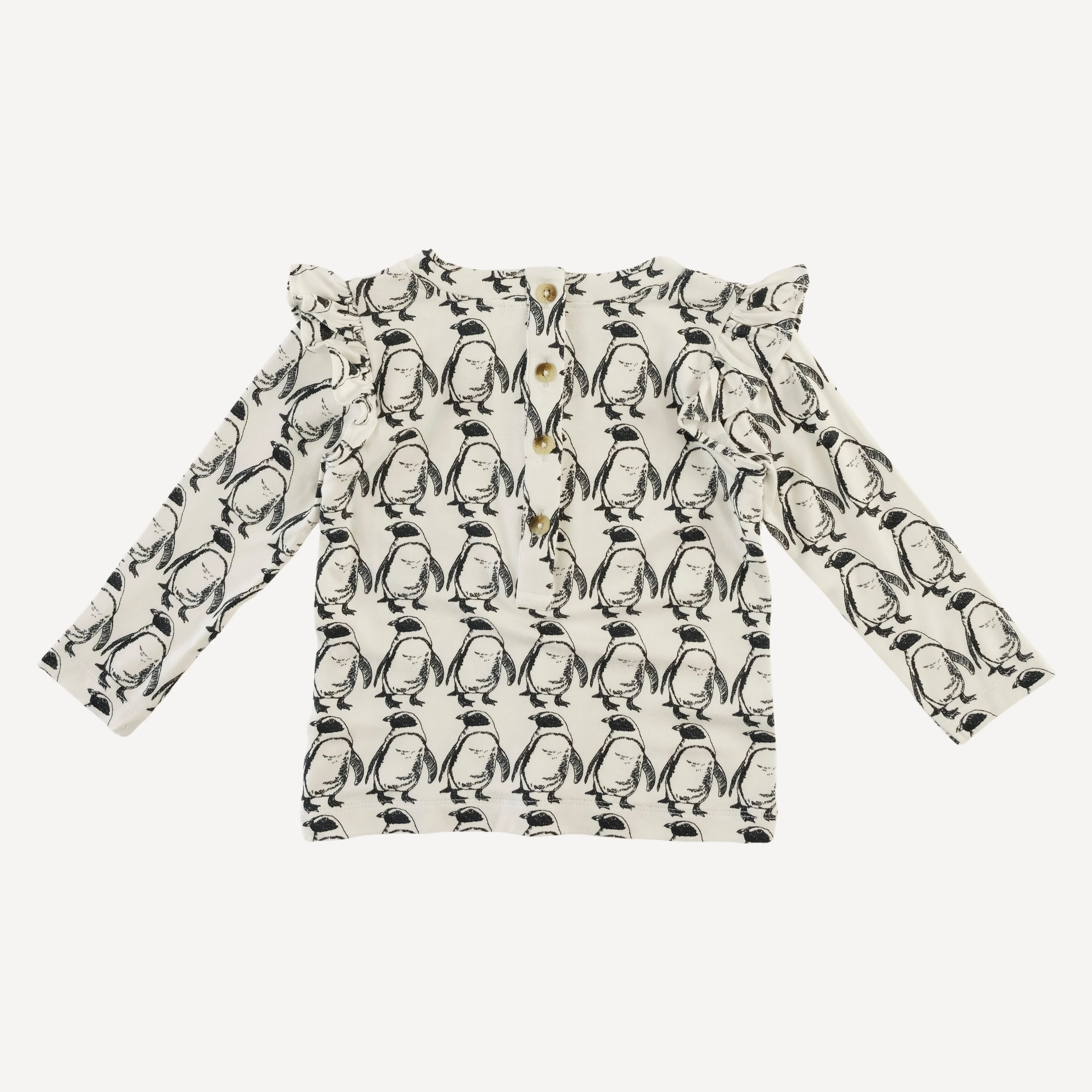long sleeve shoulder ruffle top | penguin | bamboo - Image 3