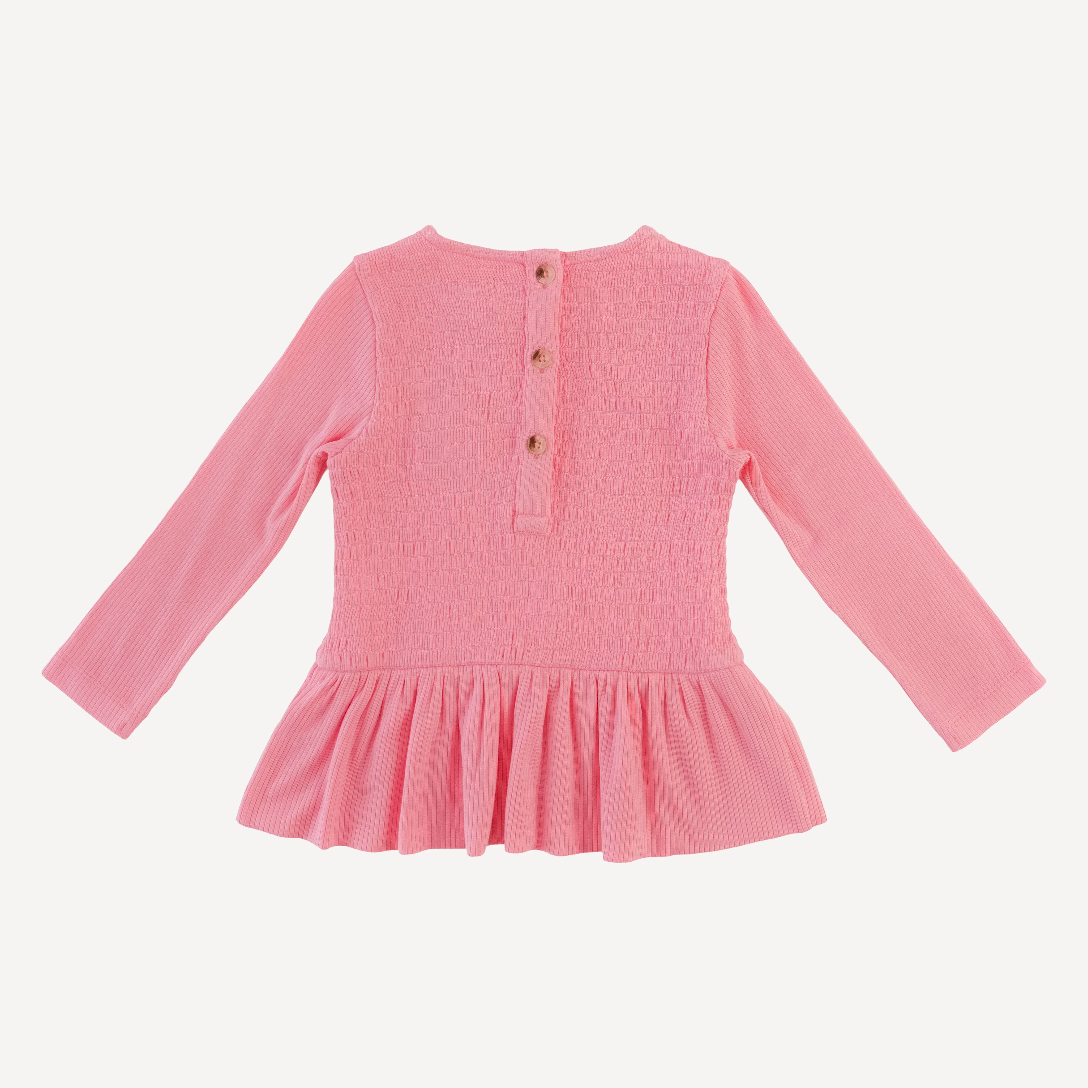 long sleeve smocked ruffle top + pant set | french pink | modal skinny rib - Image 4