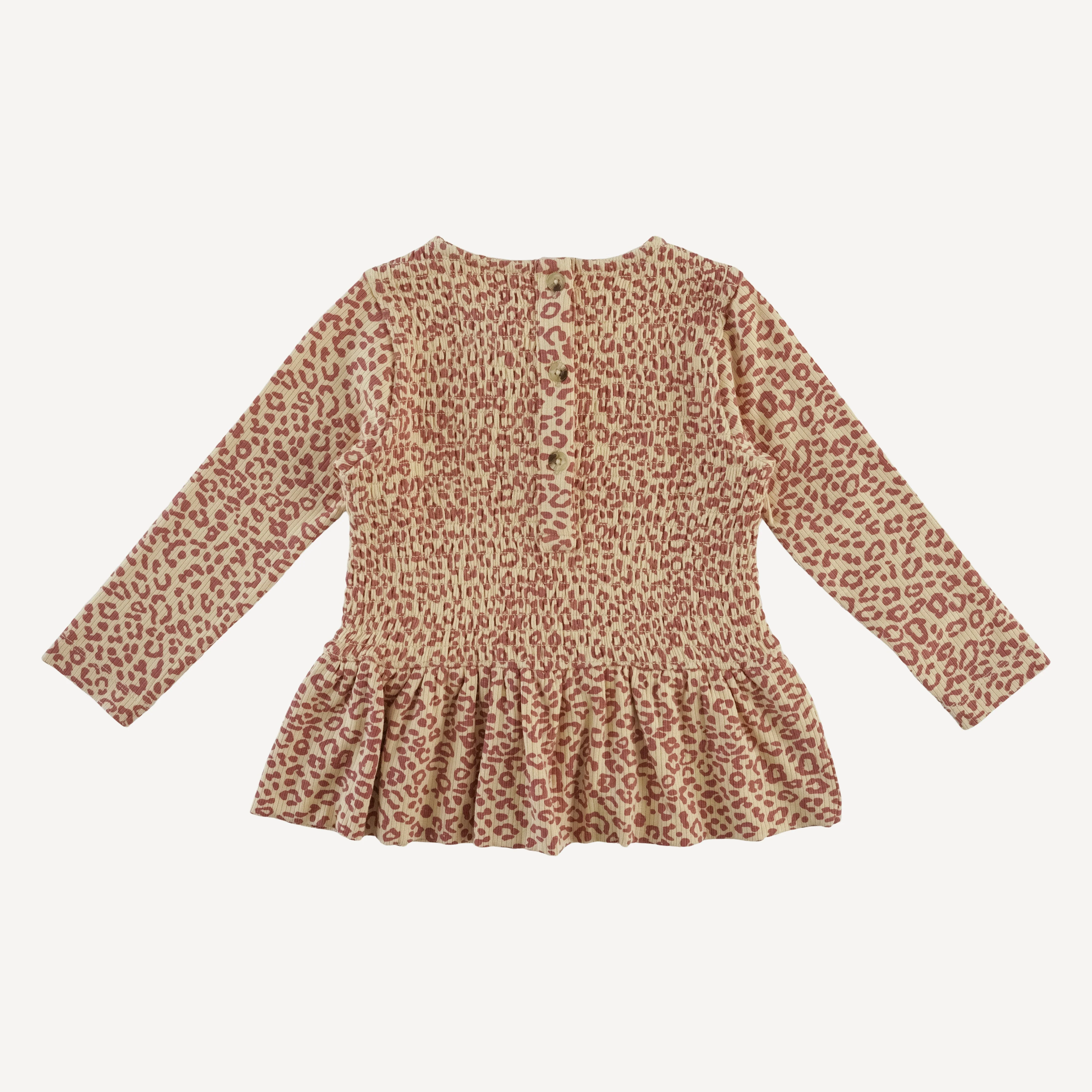 long sleeve smocked ruffle top + pant set | leopard print | modal skinny rib - Image 4