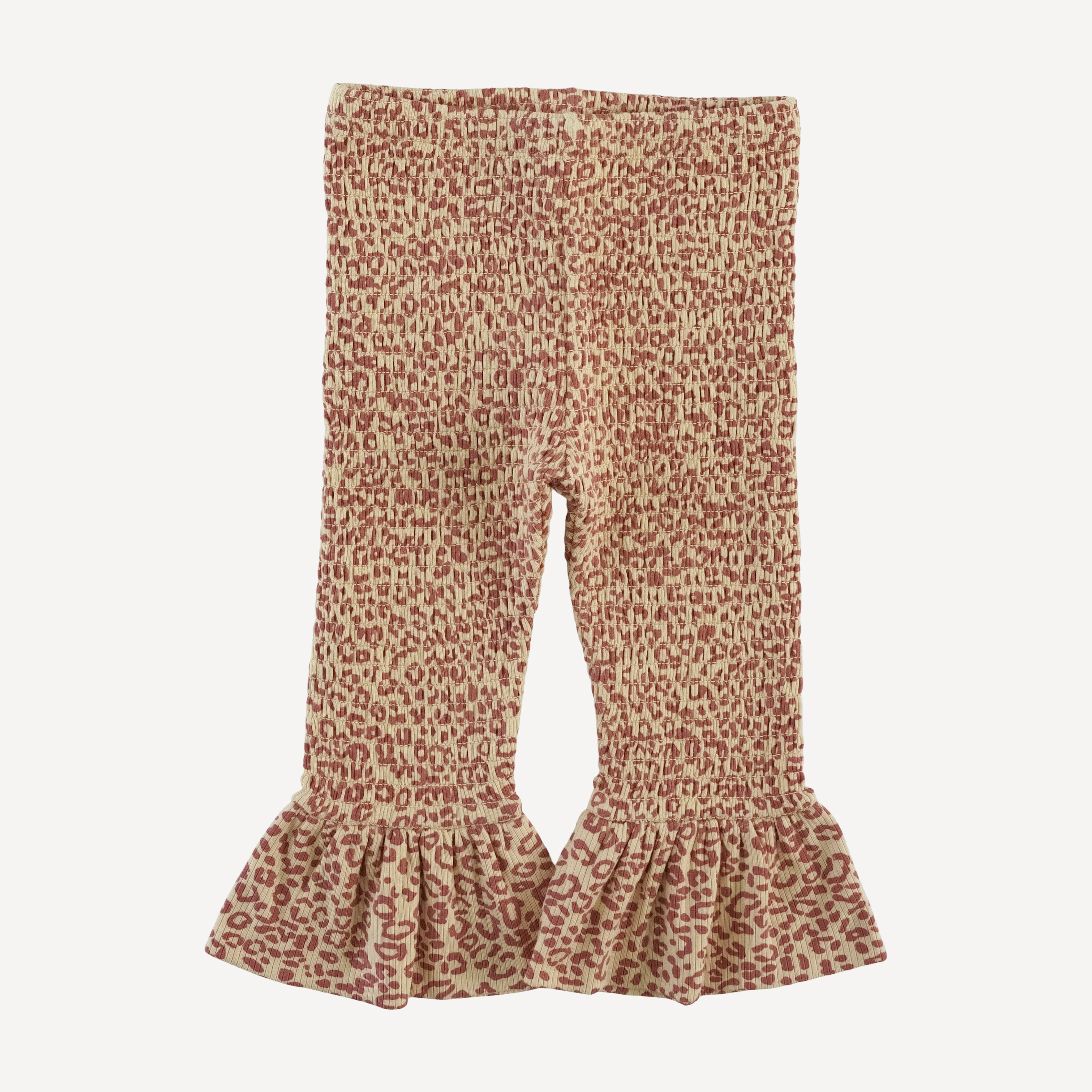 long sleeve smocked ruffle top + pant set | leopard print | modal skinny rib - Image 5