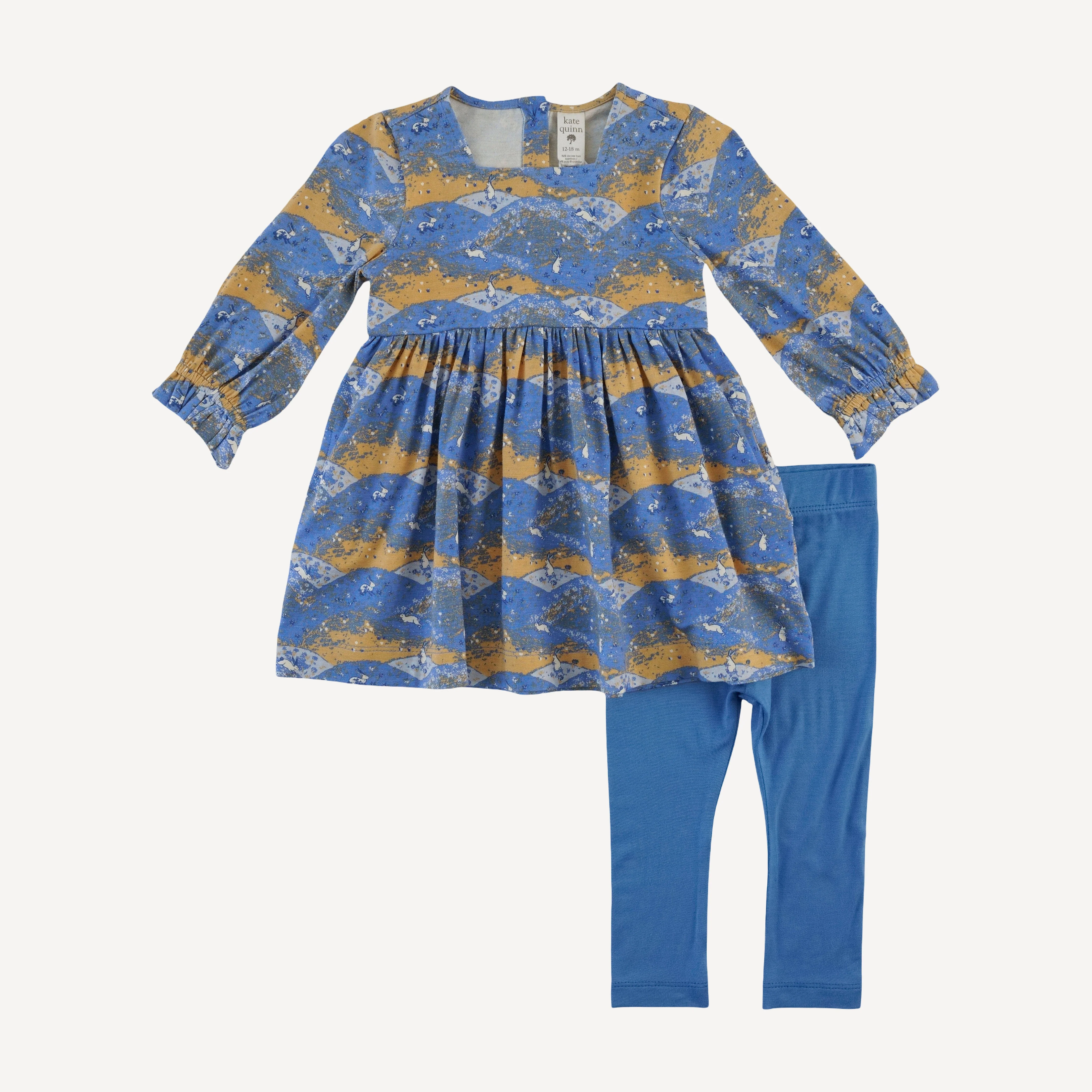 long sleeve square neck dress + legging set | bunny fields | bamboo