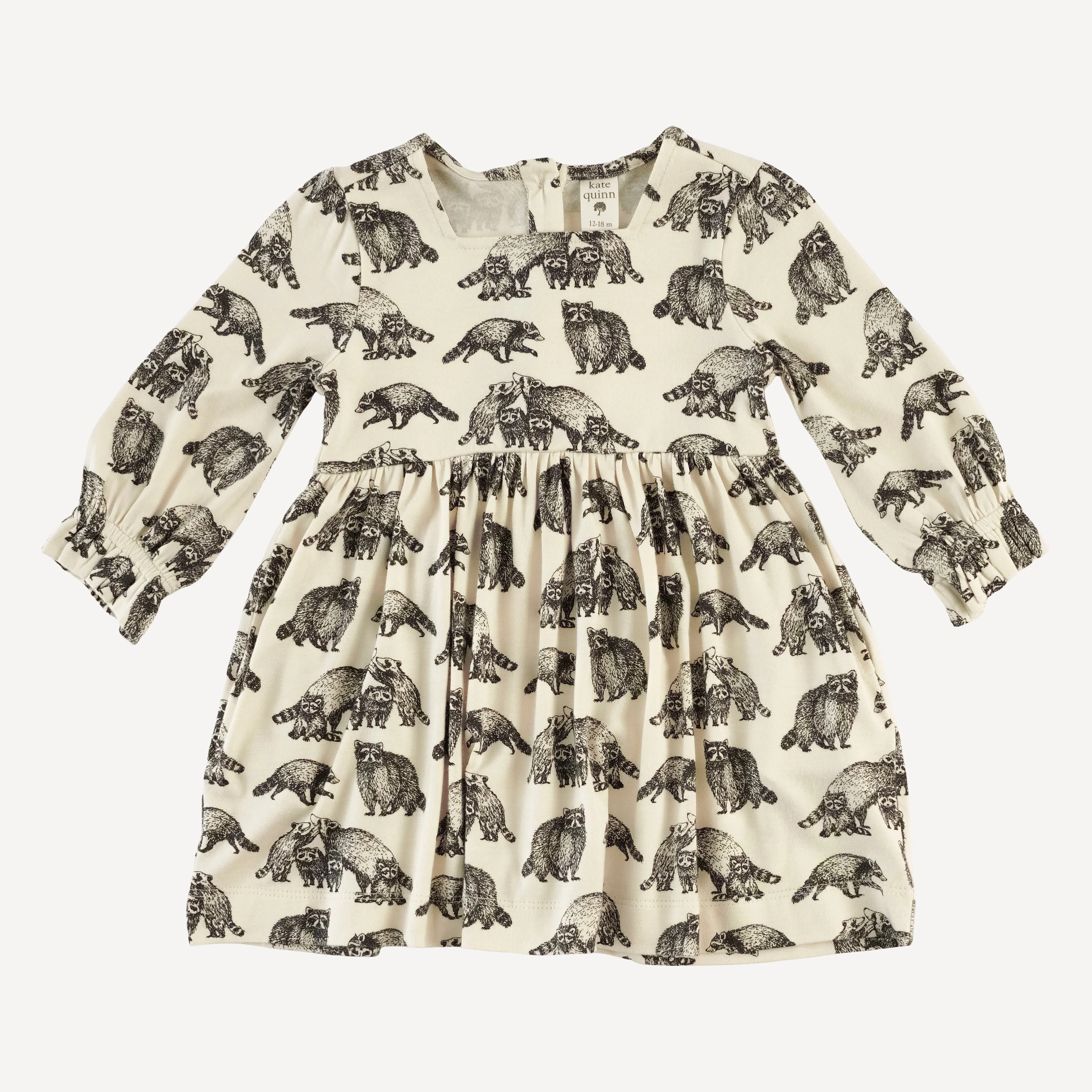 long sleeve square neck dress + legging set | raccoons | bamboo - Image 3