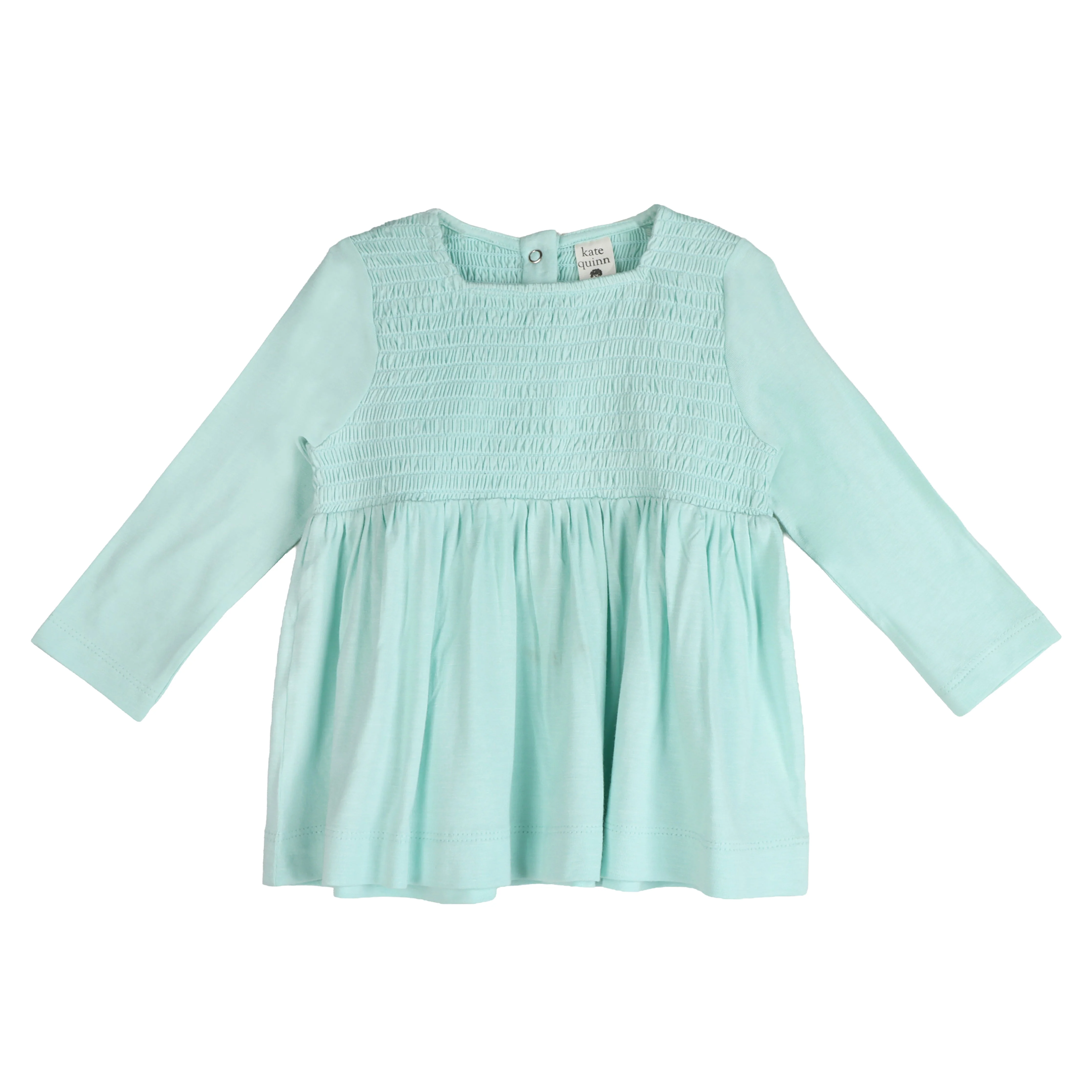 long sleeve square neck smocked top | glacier | bamboo