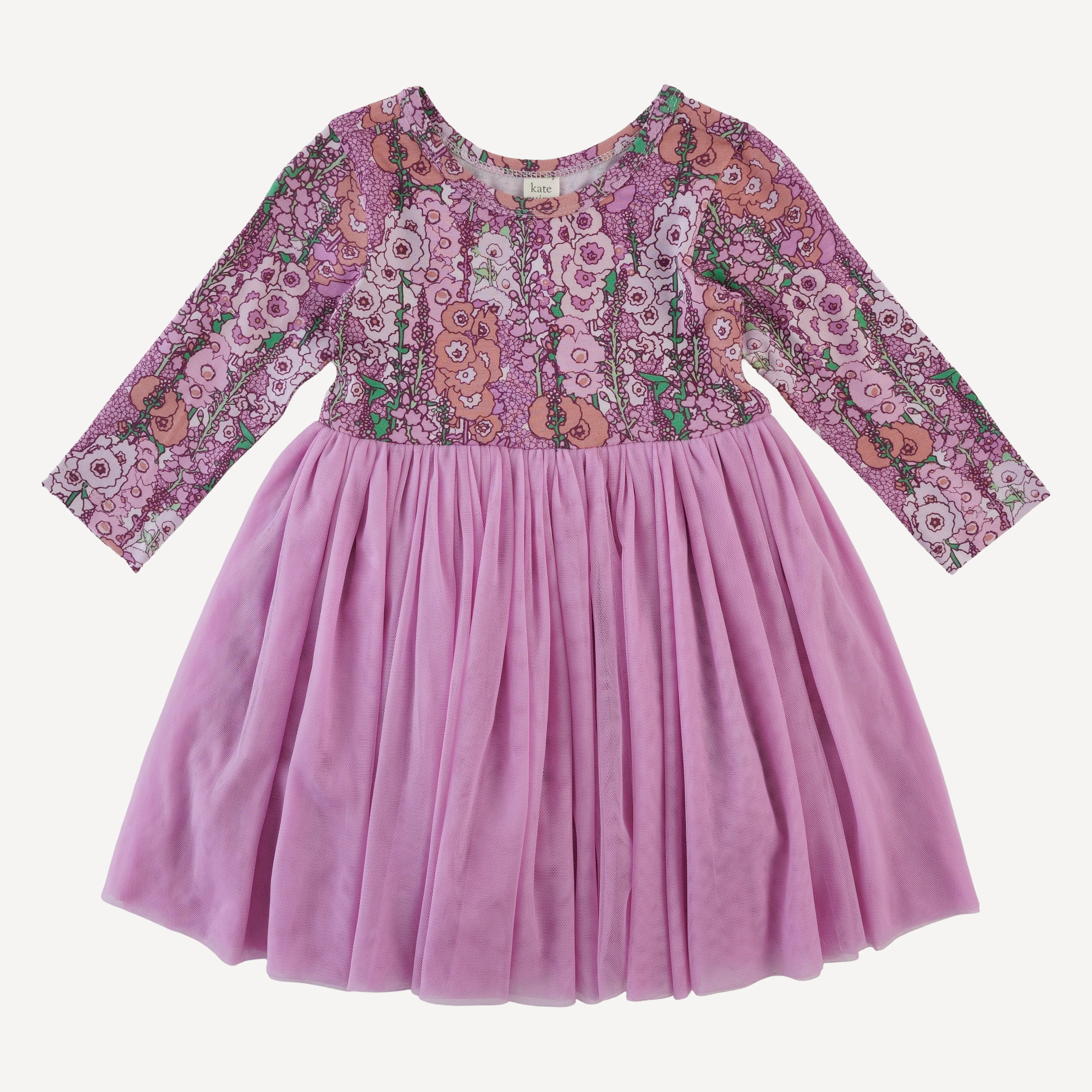 long sleeve ballerina tulle dress | orchid hollyhock | bamboo