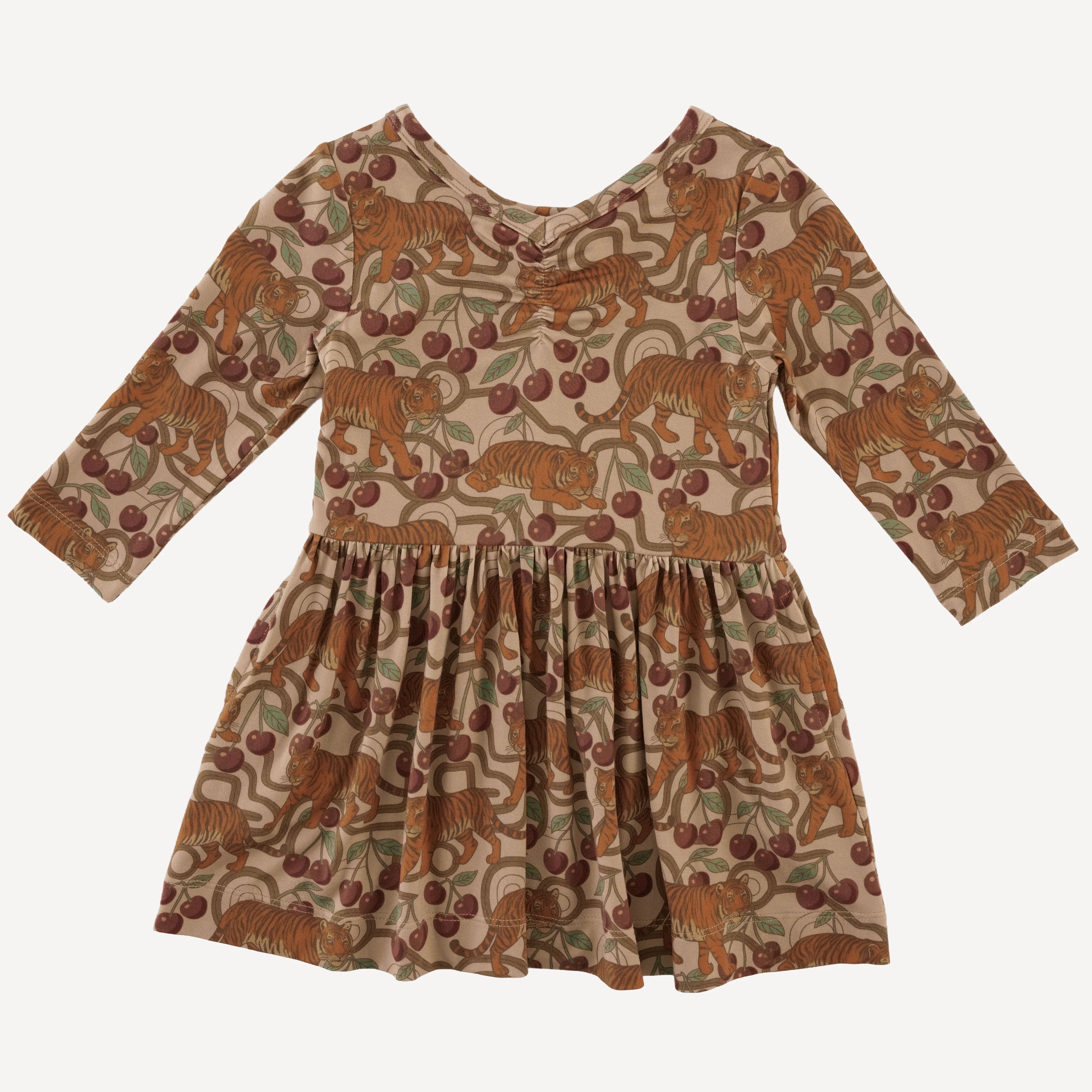 long sleeve twirl dress | tiger cherries | light weight bamboo