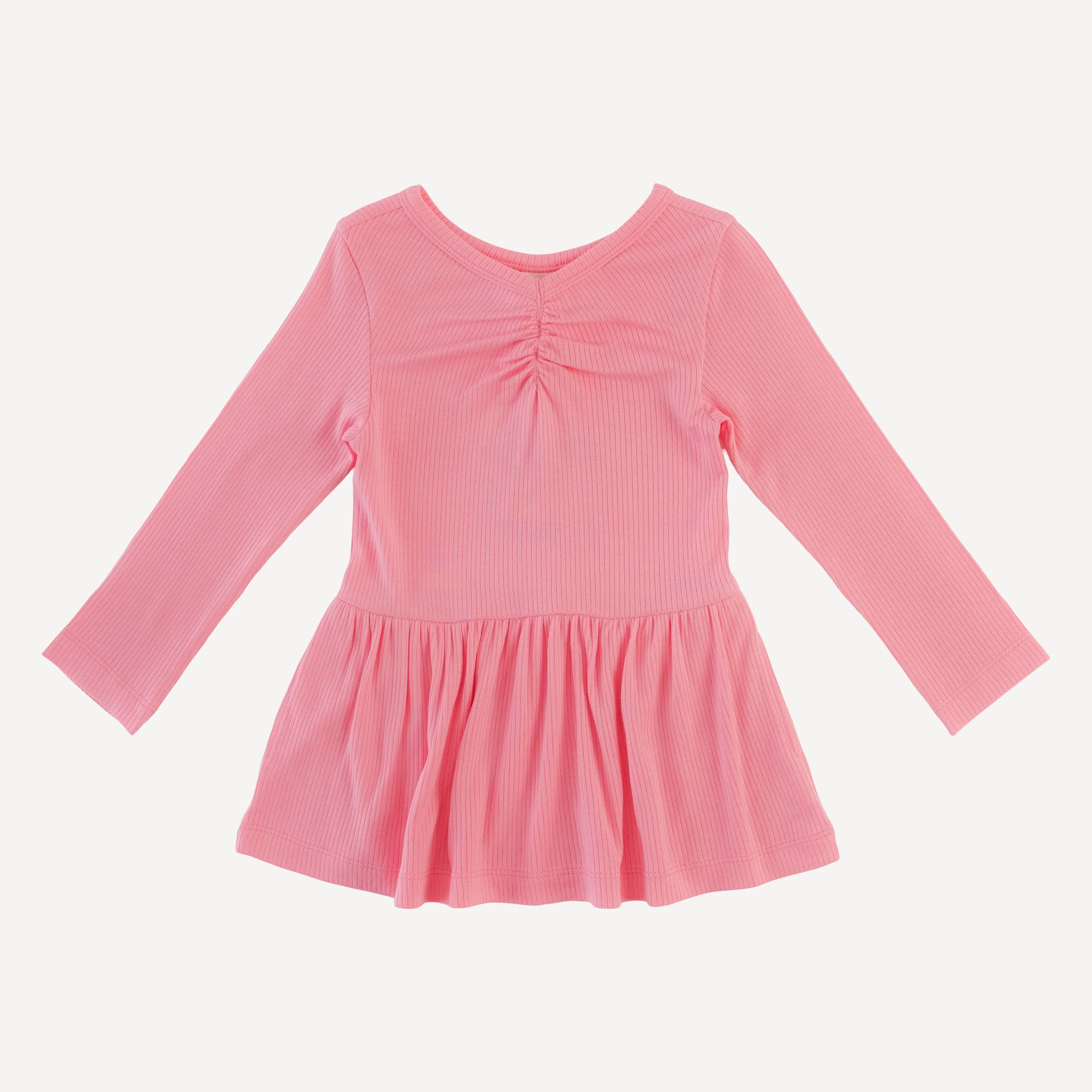 long sleeve twirl top | french pink | modal skinny rib