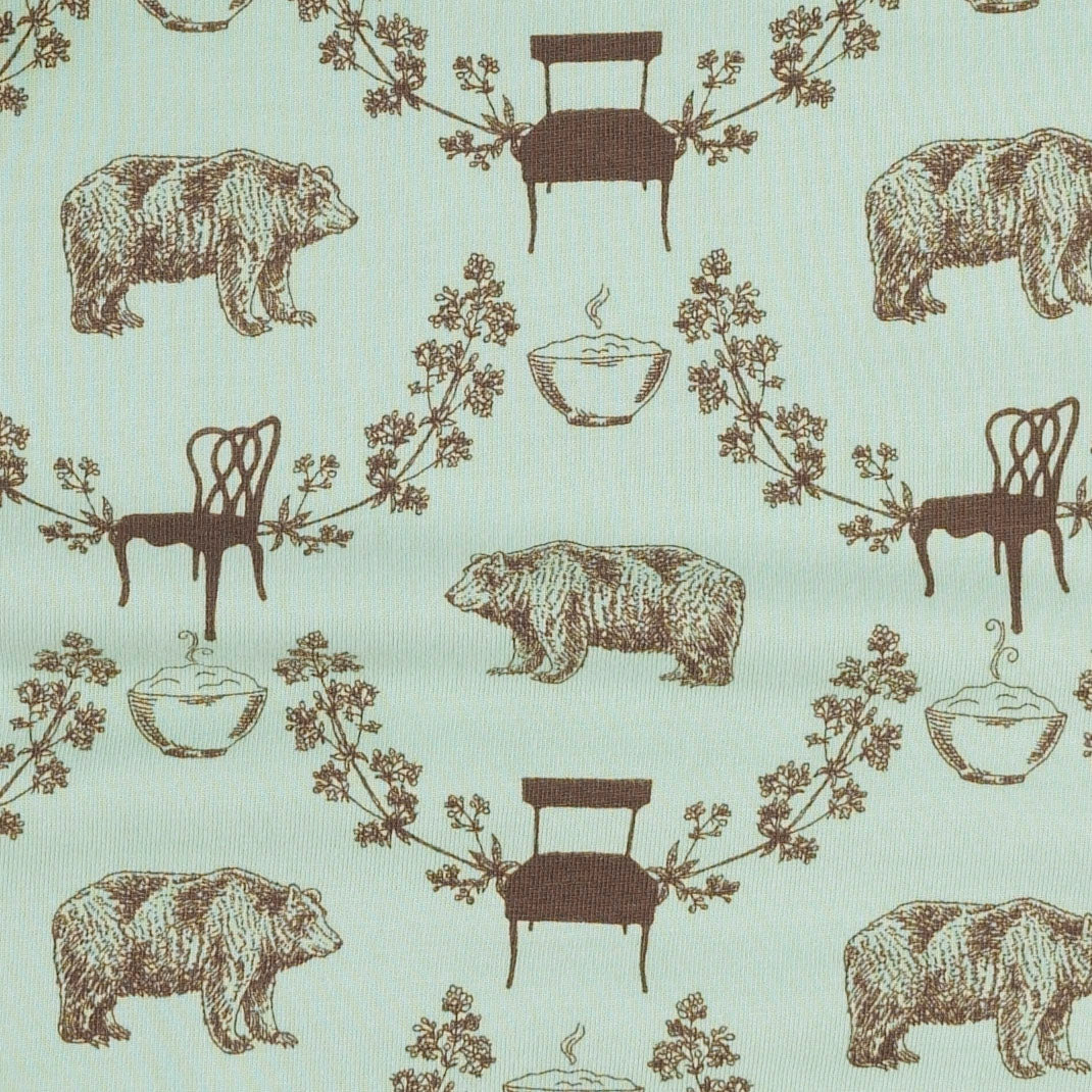 long sleeve two way zipper footie | bears & chairs | organic cotton jersey - Image 3