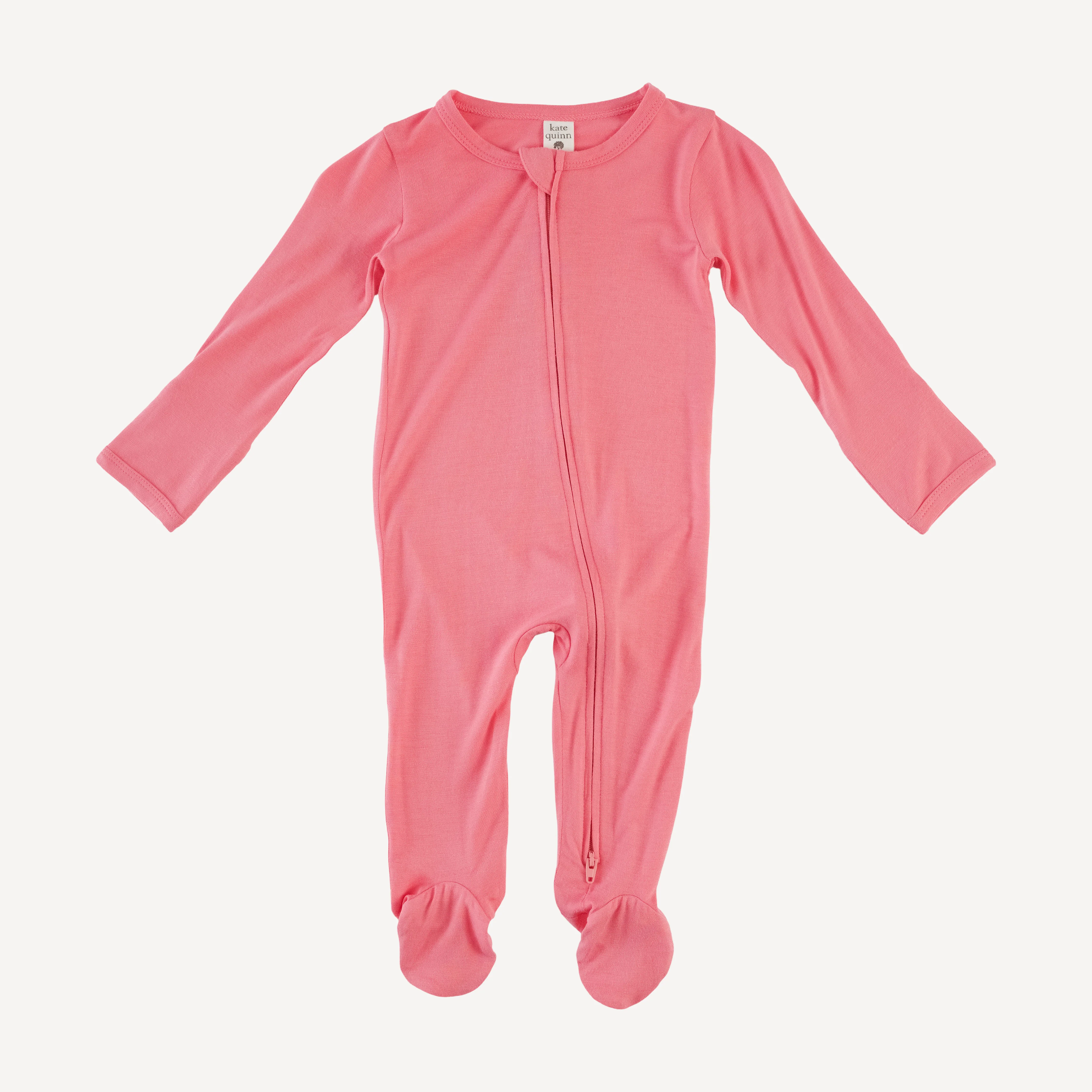 long sleeve two way zipper footie | candied strawberry | bamboo