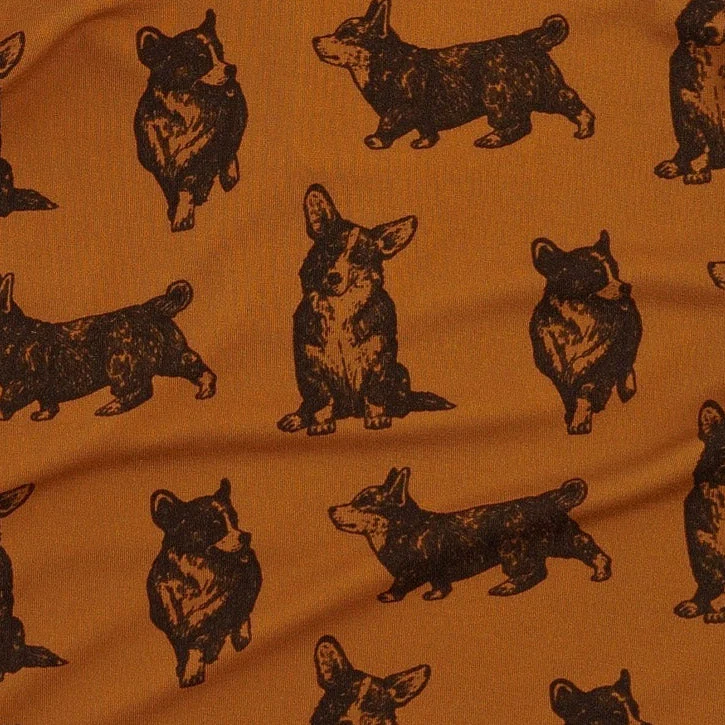 long sleeve two way zipper footie | corgis | light weight bamboo - Image 2