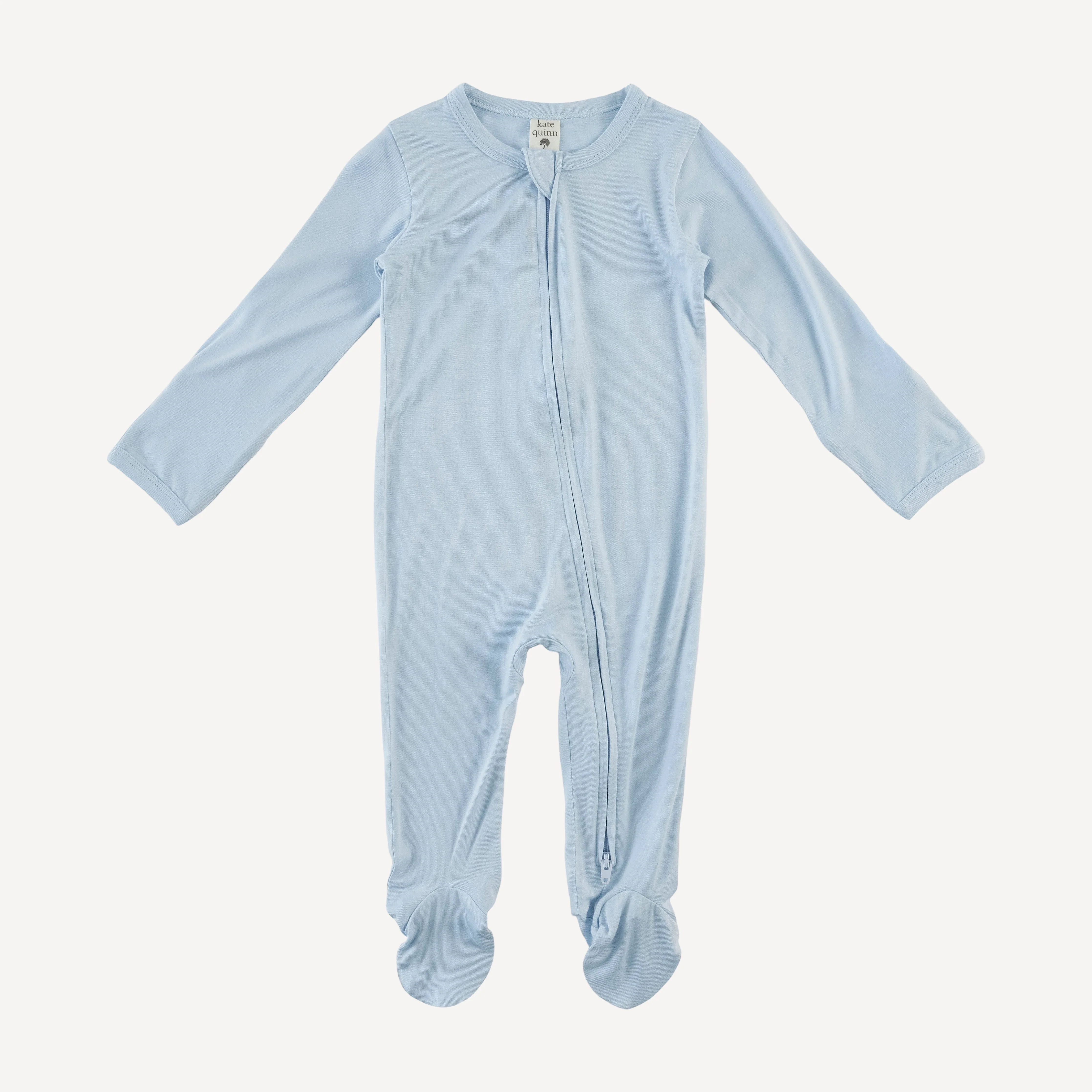 long sleeve two way zipper footie | finch blue | bamboo