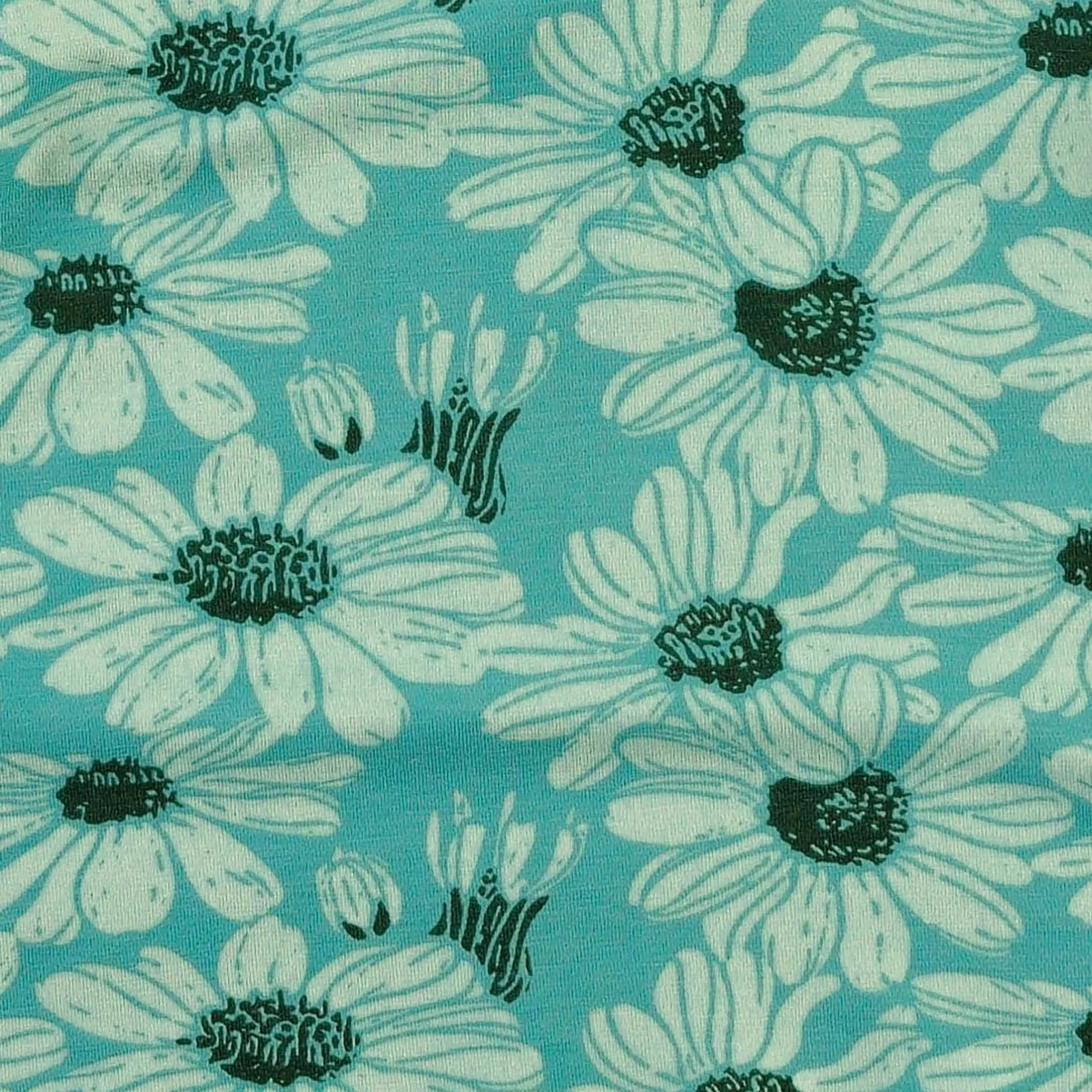 long sleeve two way zipper footie | green daisy | bamboo - Image 2