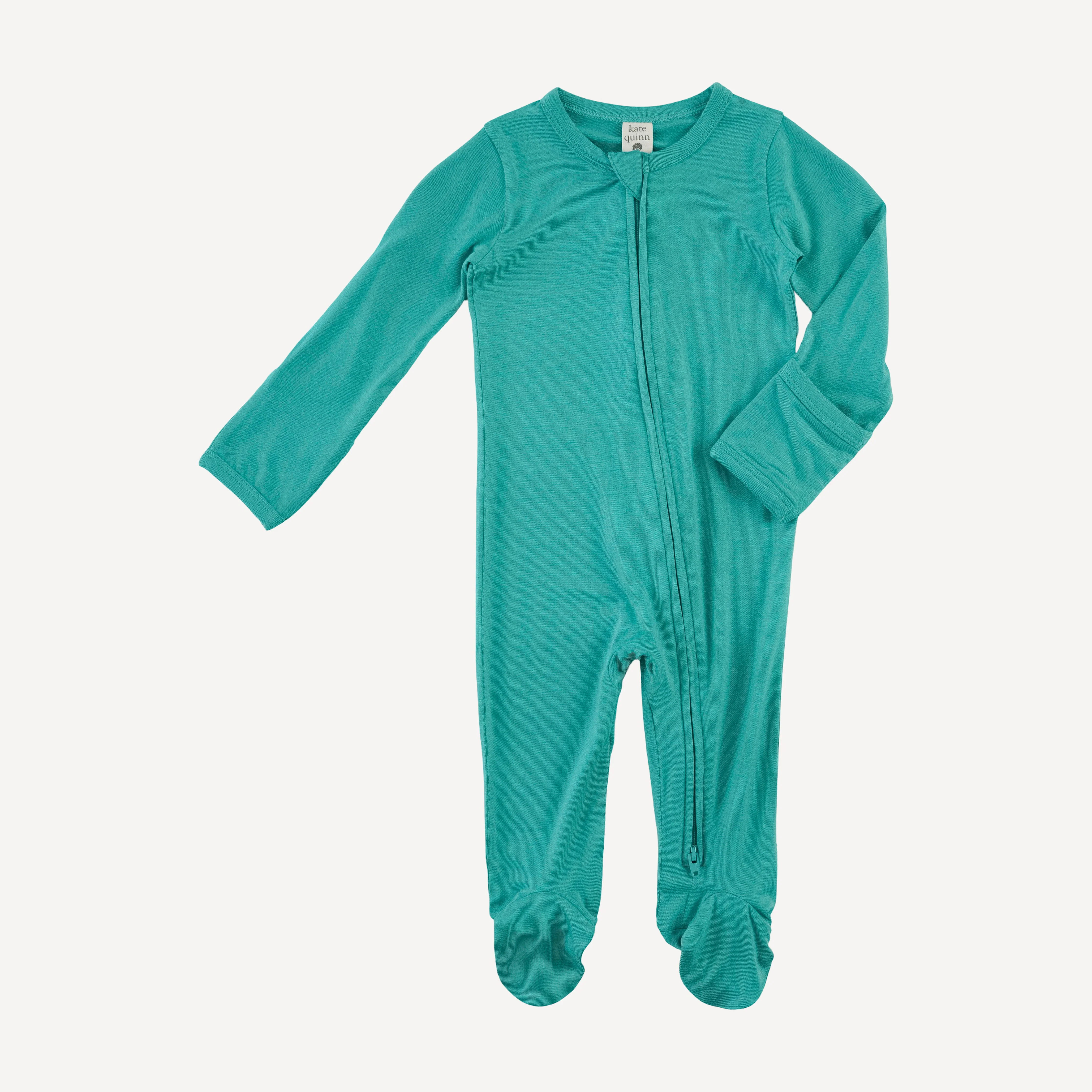 long sleeve two way zipper footie | lagoon | bamboo - Image 3