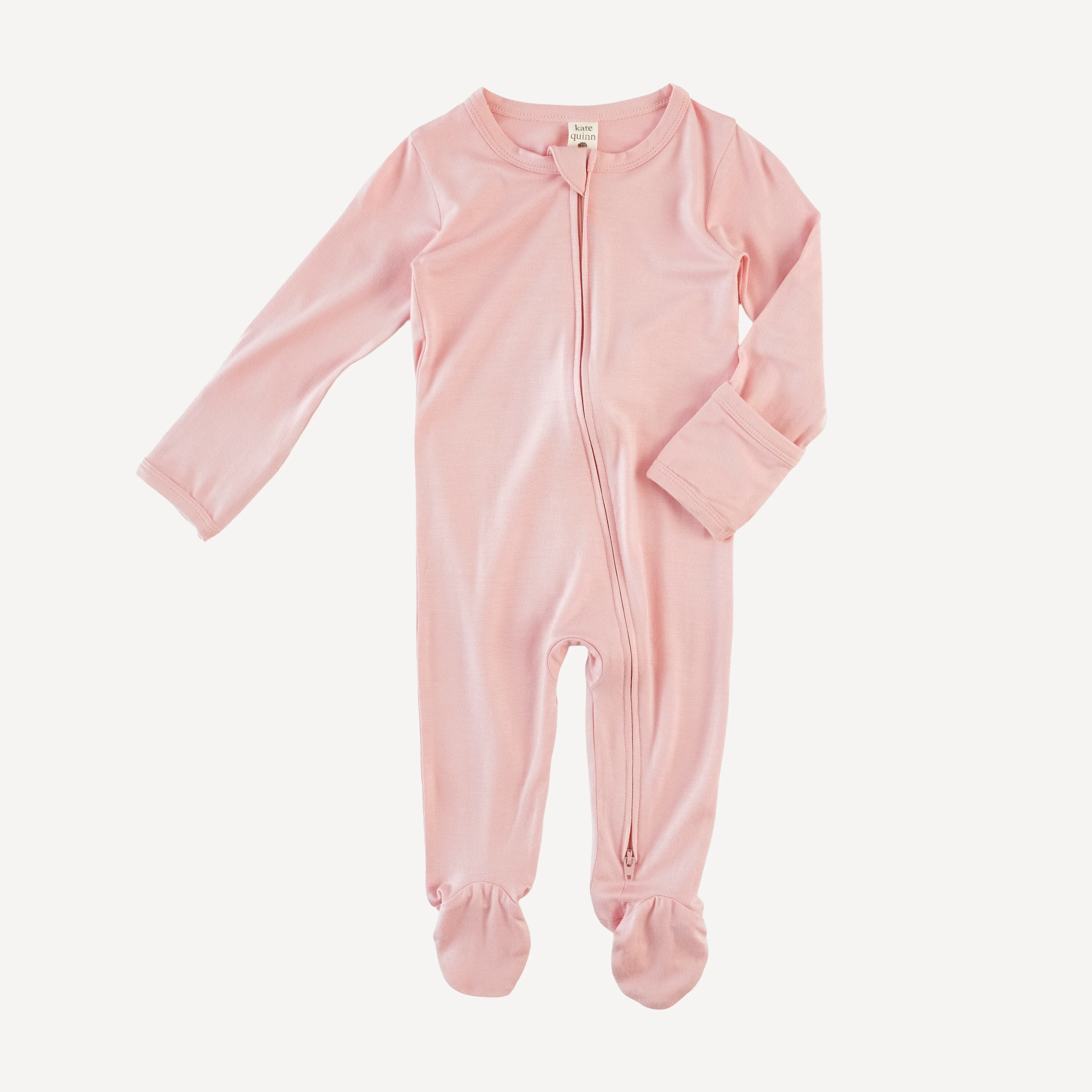 long sleeve two way zipper footie | lotus flower | bamboo - Image 3