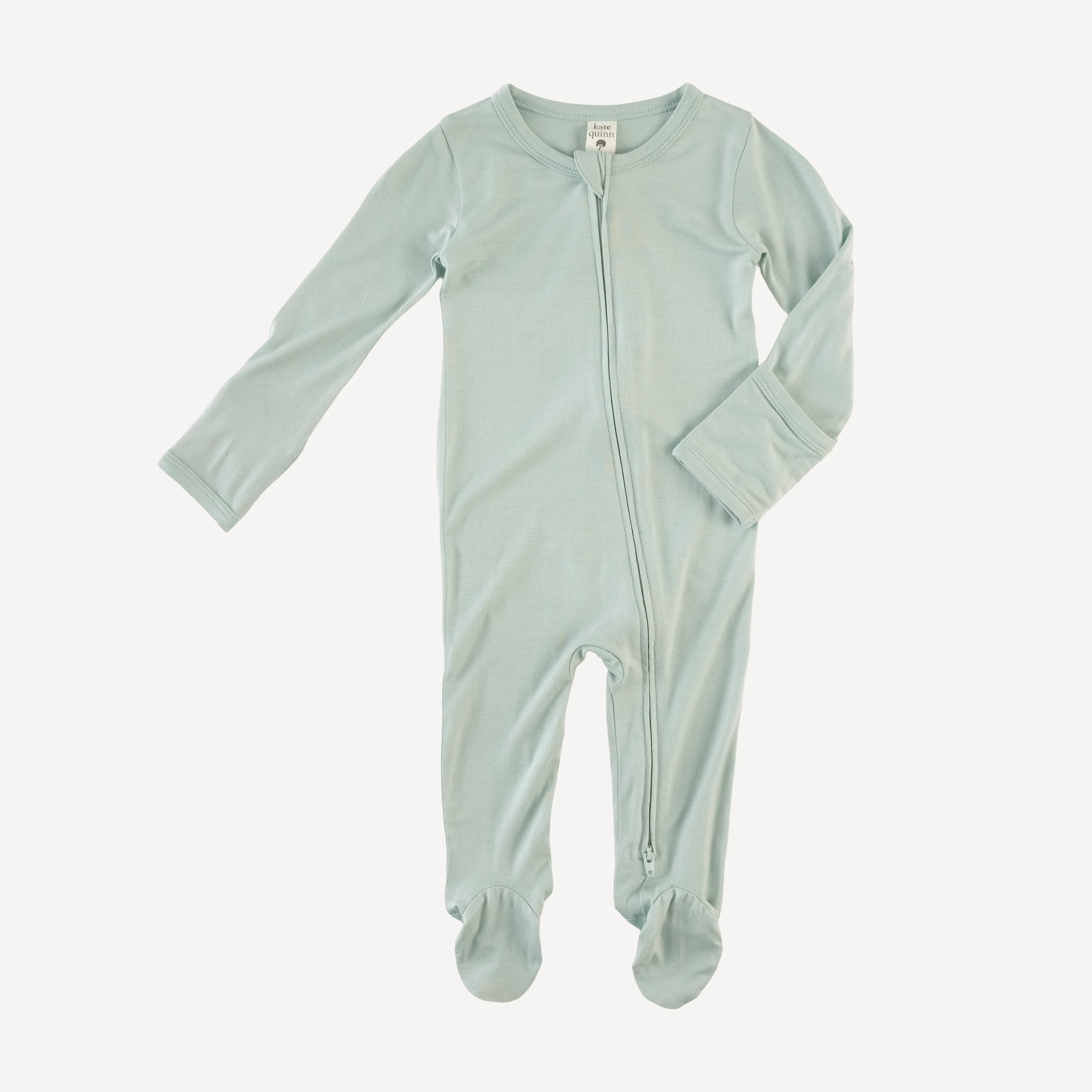 long sleeve two way zipper footie | misty sky | bamboo - Image 3