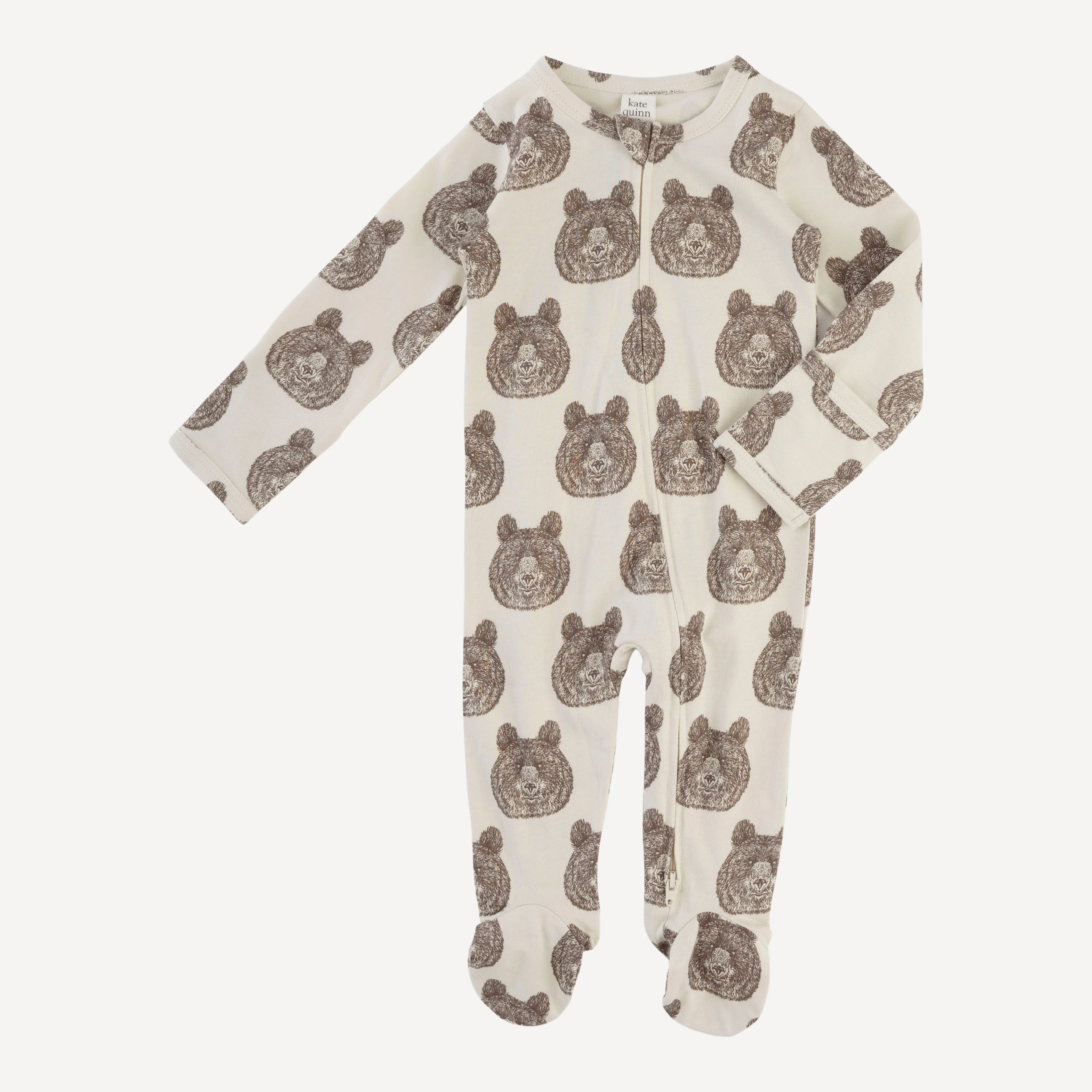 long sleeve two way zipper footie | papa bear | organic cotton jersey - Image 3