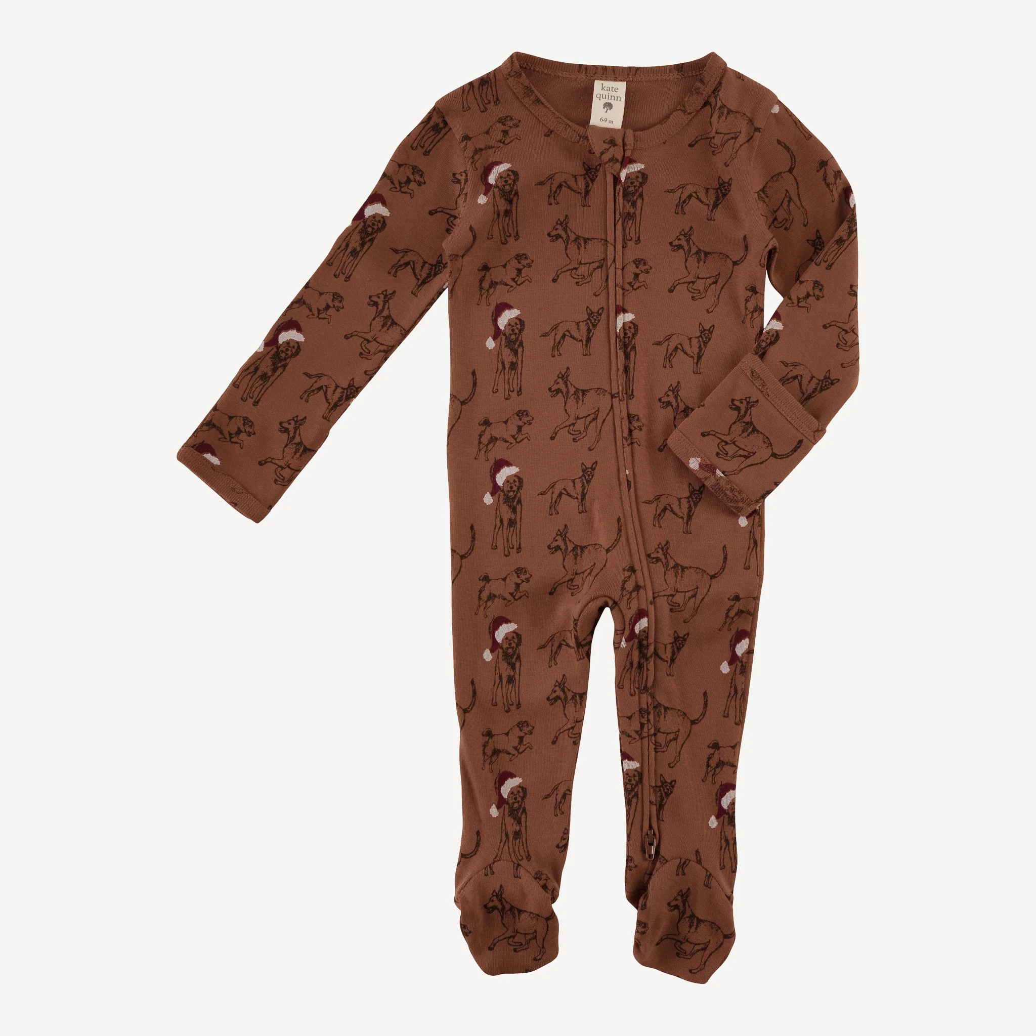 long sleeve two way zipper footie | santa mutts | organic cotton flat rib - Image 3