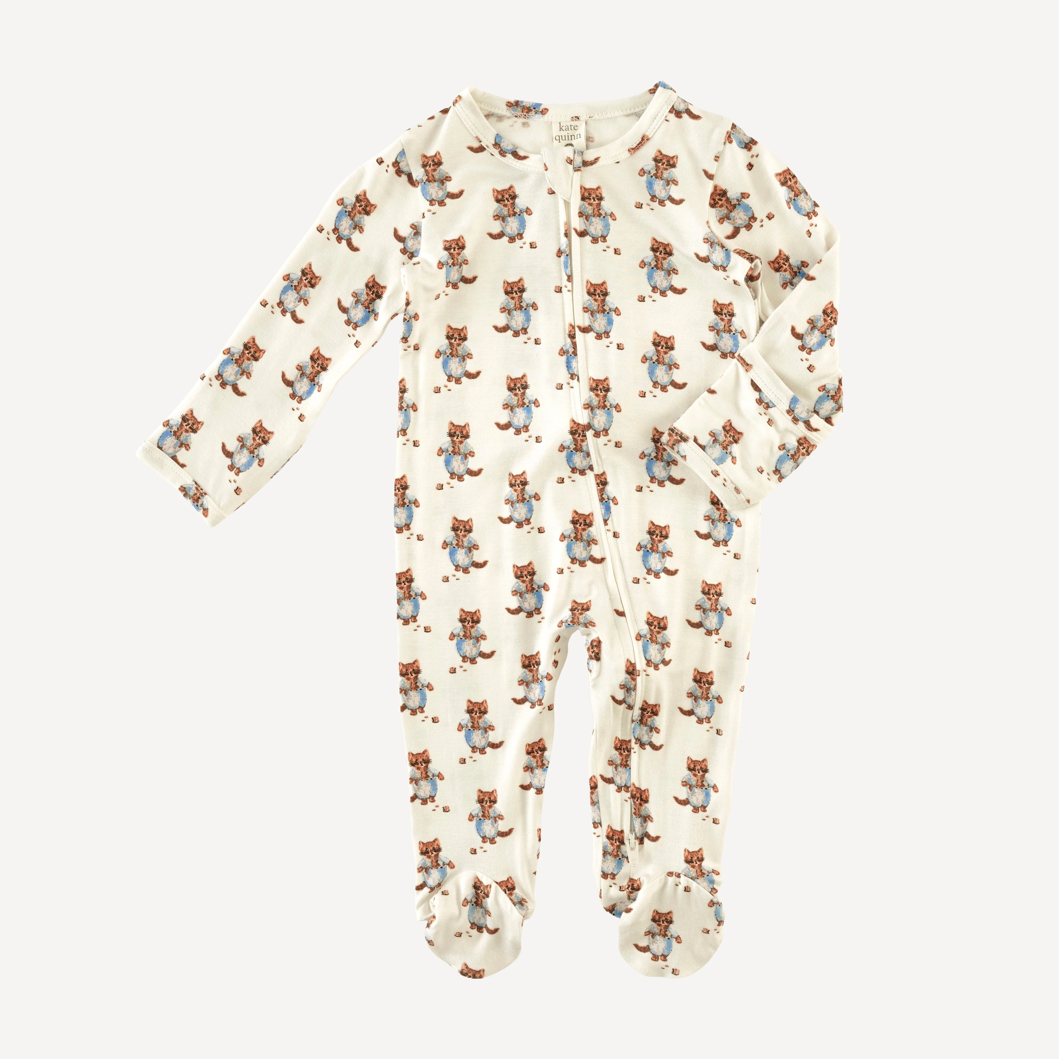 long sleeve two way zipper footie | tom kitten | bamboo - Image 3