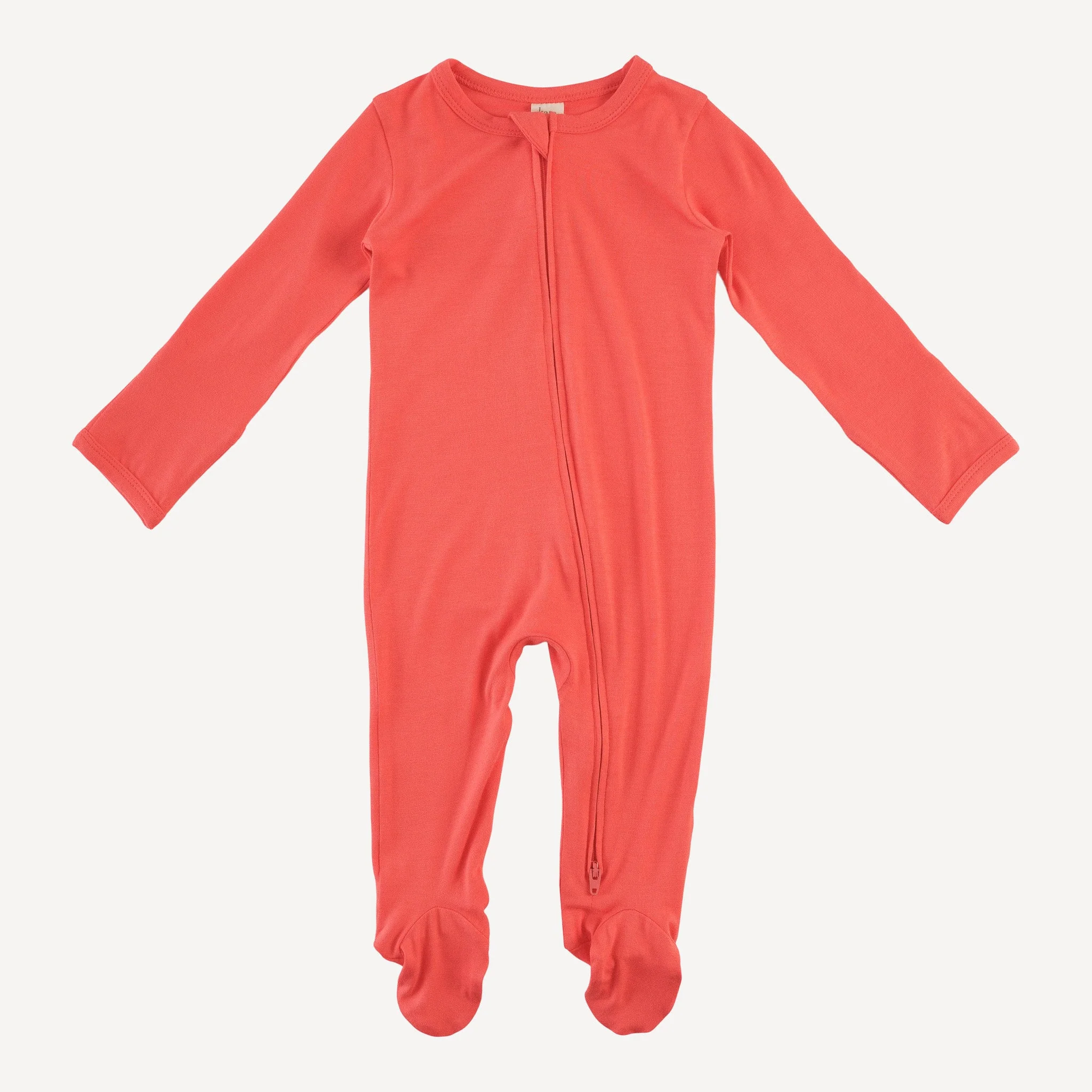 long sleeve two way zipper footie | tropical pink | bamboo