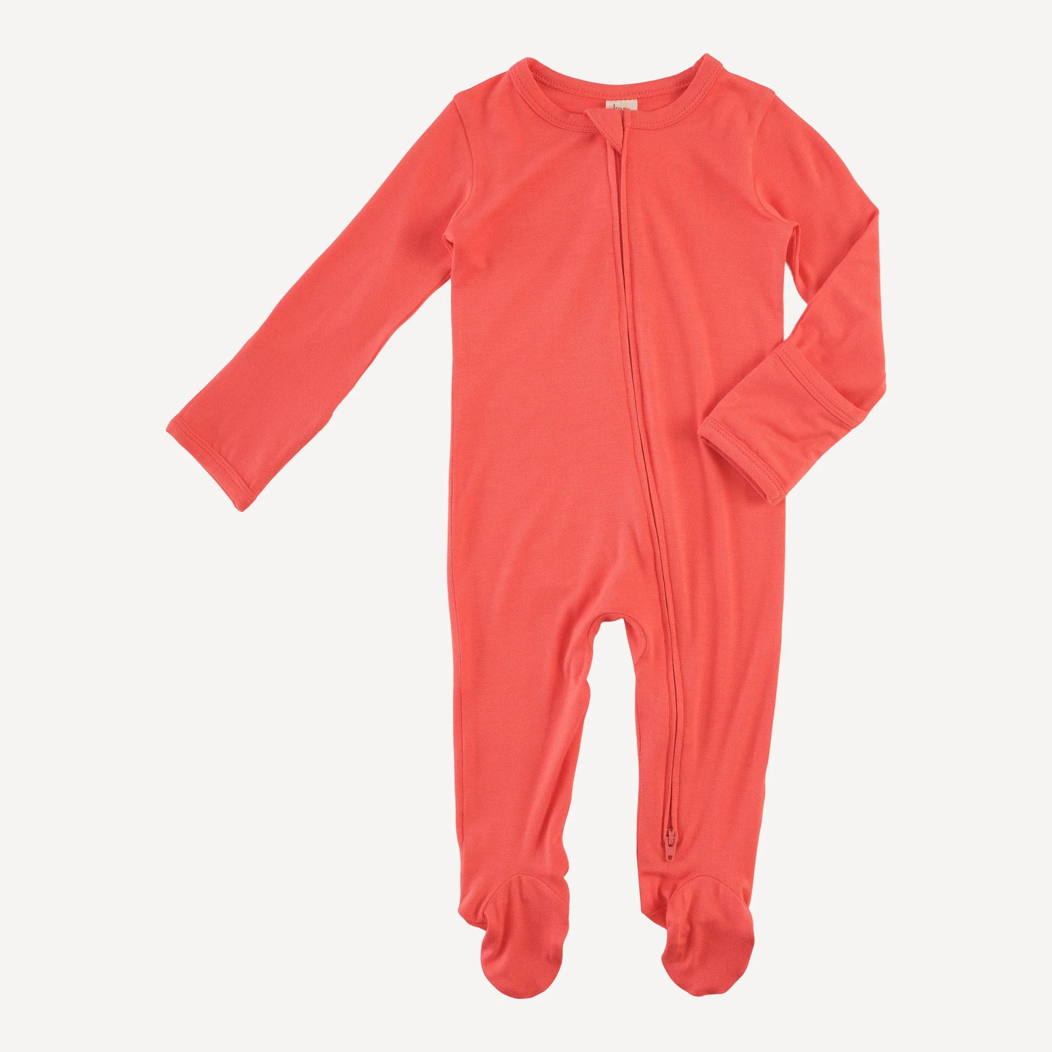 long sleeve two way zipper footie | tropical pink | bamboo - Image 3