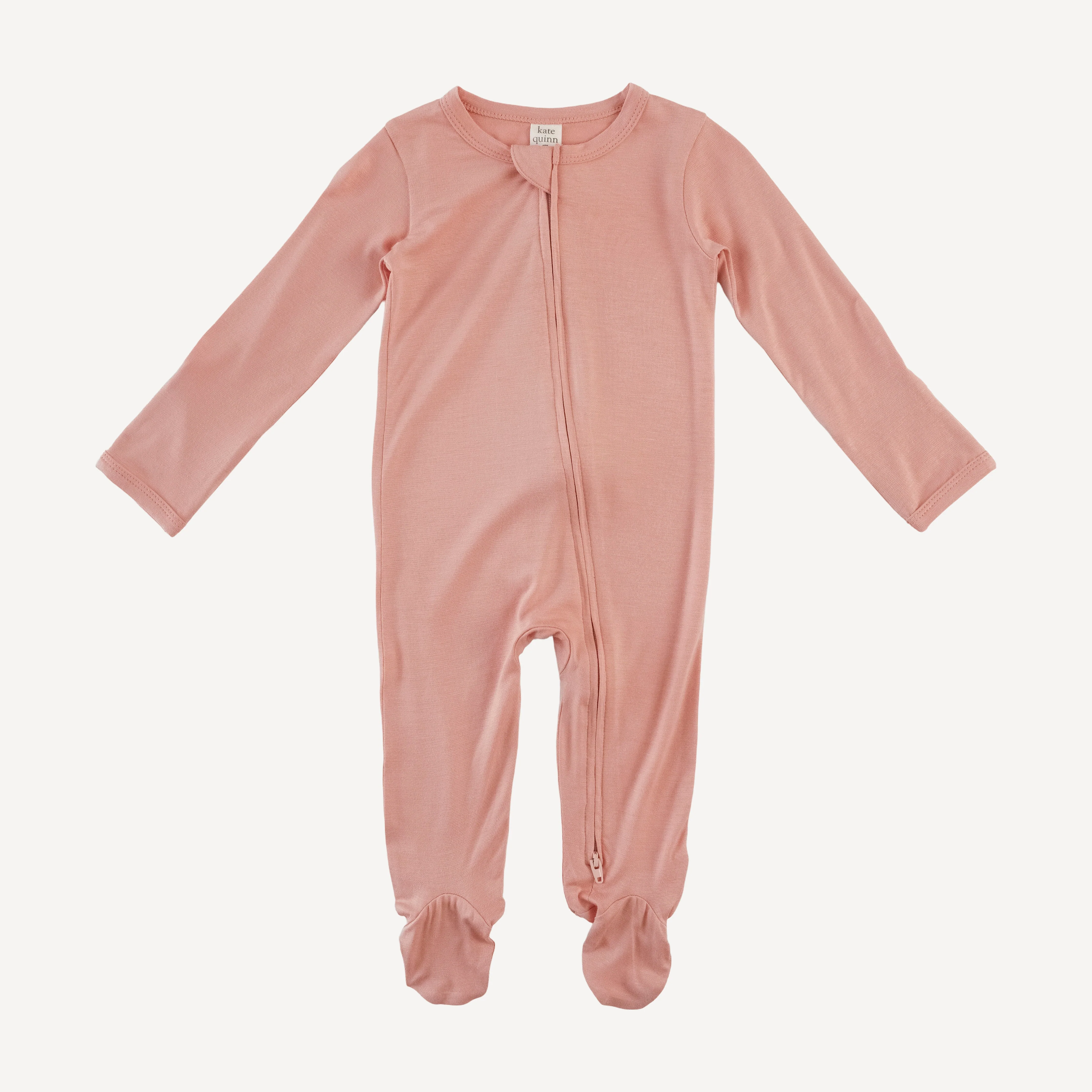 long sleeve two way zipper footie | vintage powder | bamboo