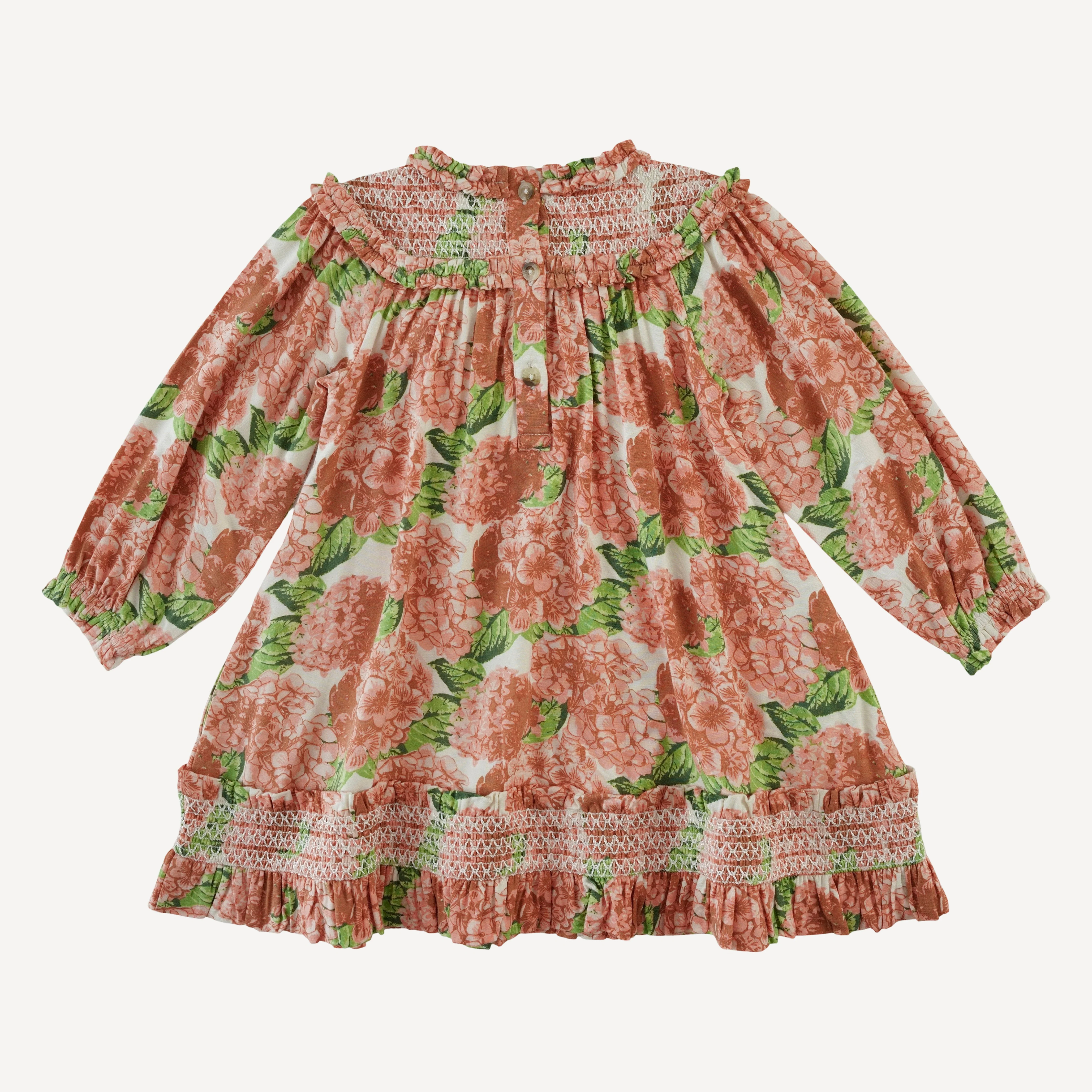 long sleeve winnie baby doll dress | peach hydrangea | bamboo - Image 3