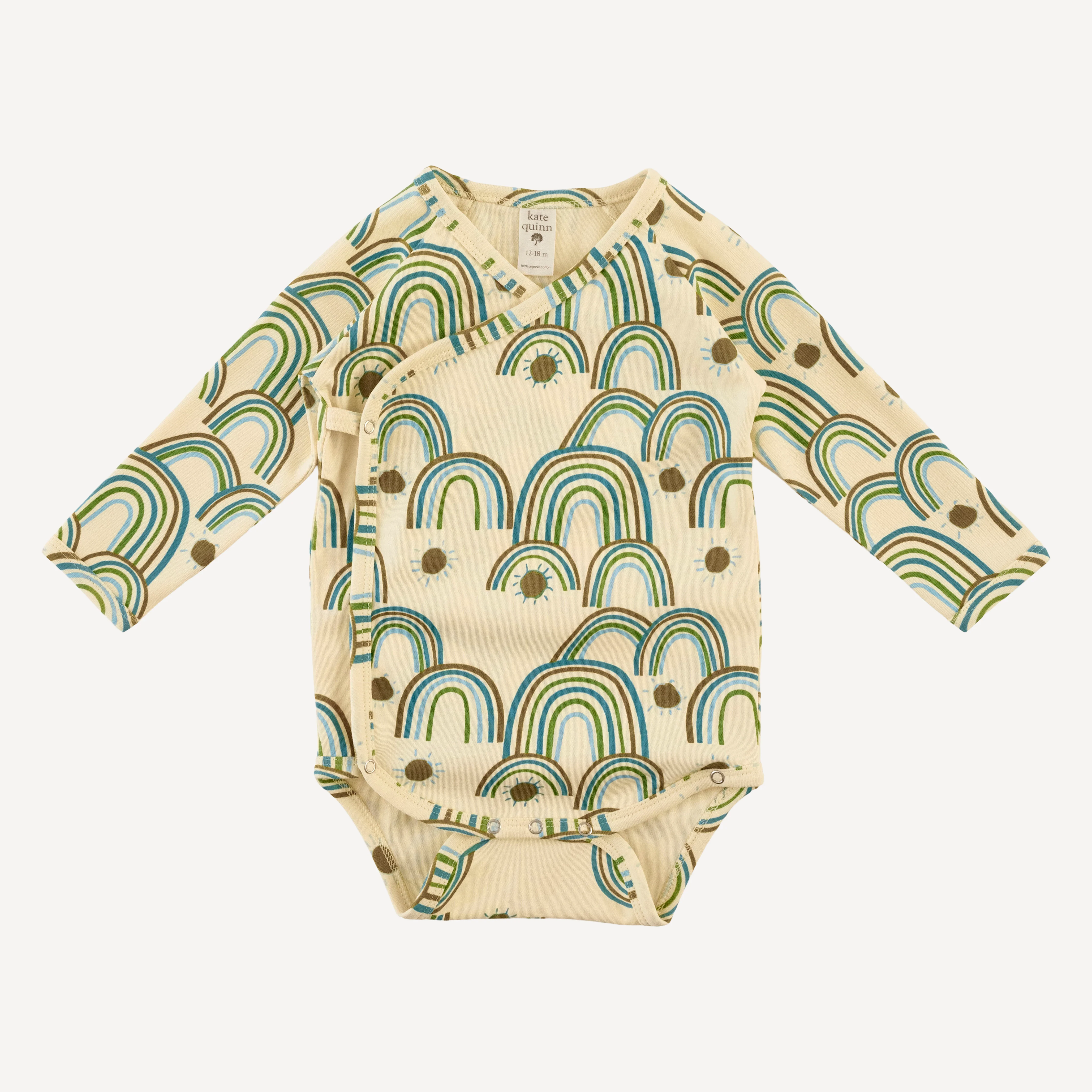long sleeve wrap bodysuit | multi rainbow | organic cotton interlock