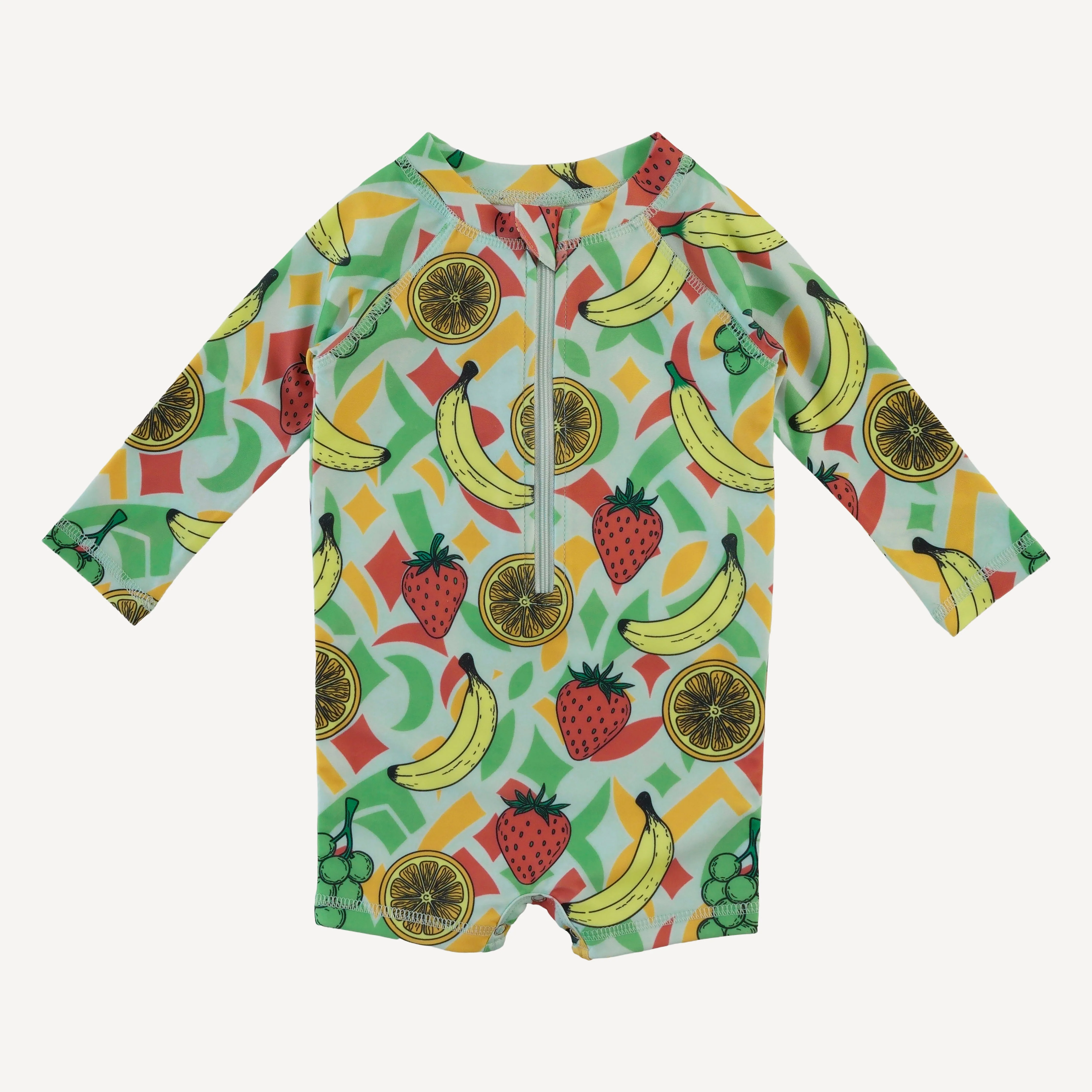 long sleeve zip front rash guard shortie | fruit | swim