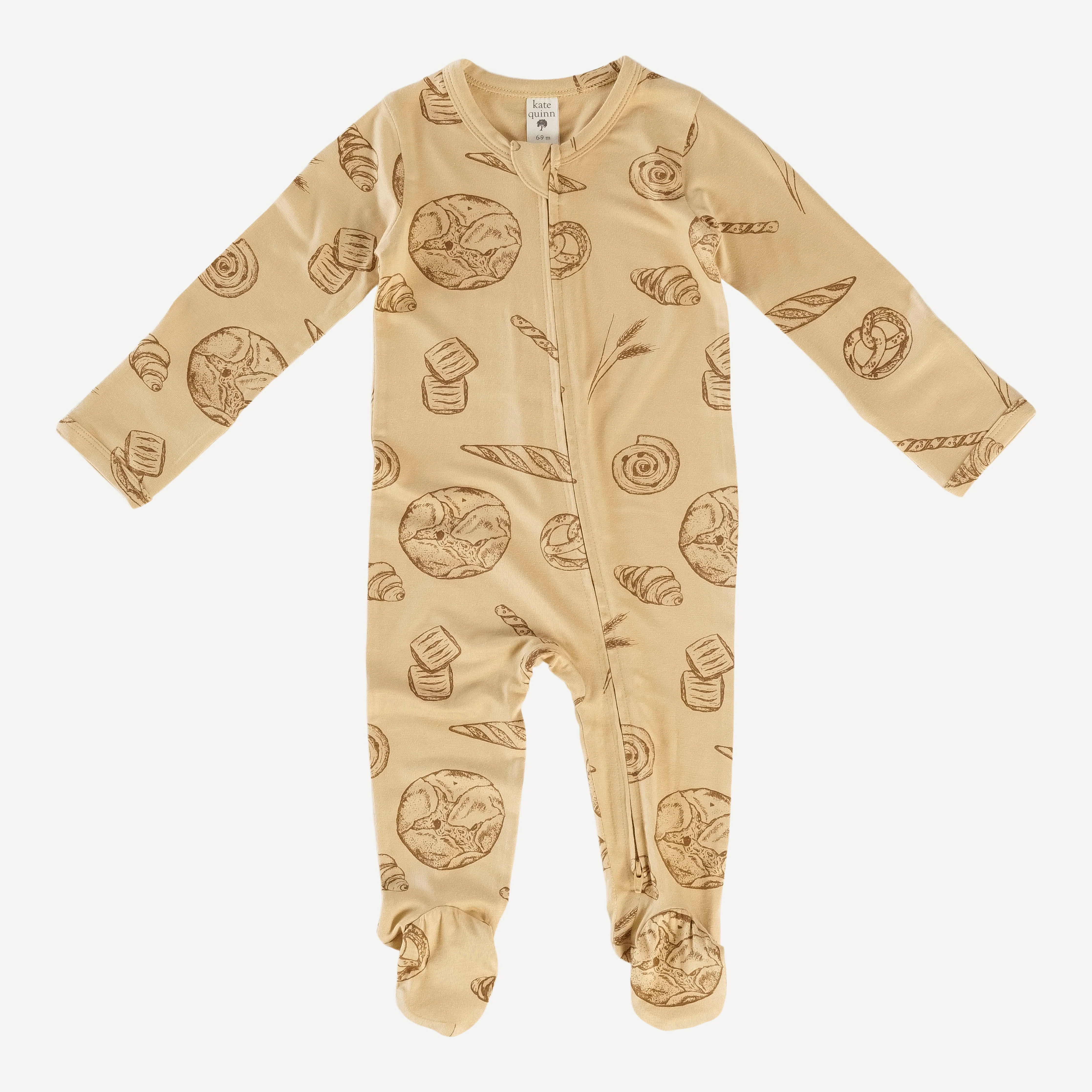 long sleeve two way zipper footie | bread | bamboo