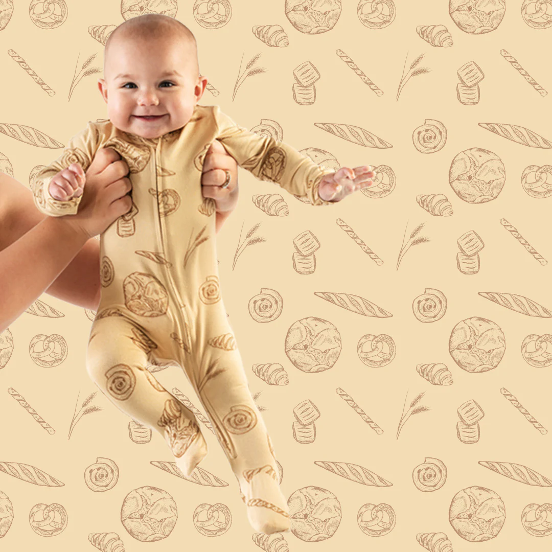 long sleeve two way zipper footie | bread | bamboo - Image 3