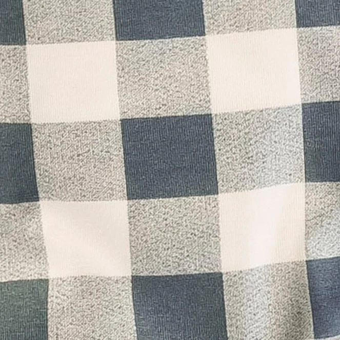 long sleeve two way zipper footie | slate blue gingham | bamboo - Image 2