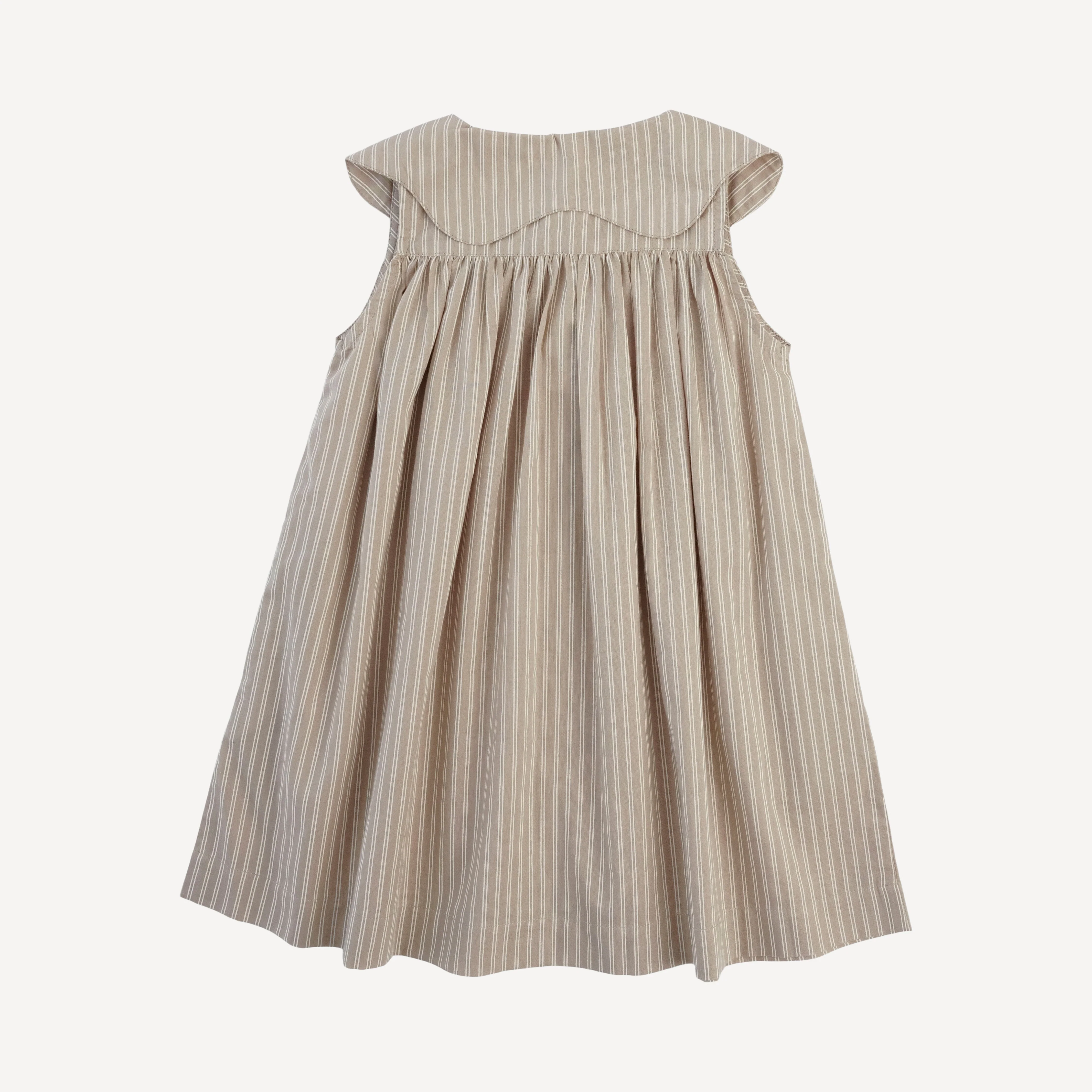 olive dress | earthy pinstripe | organic cotton woven - Image 3