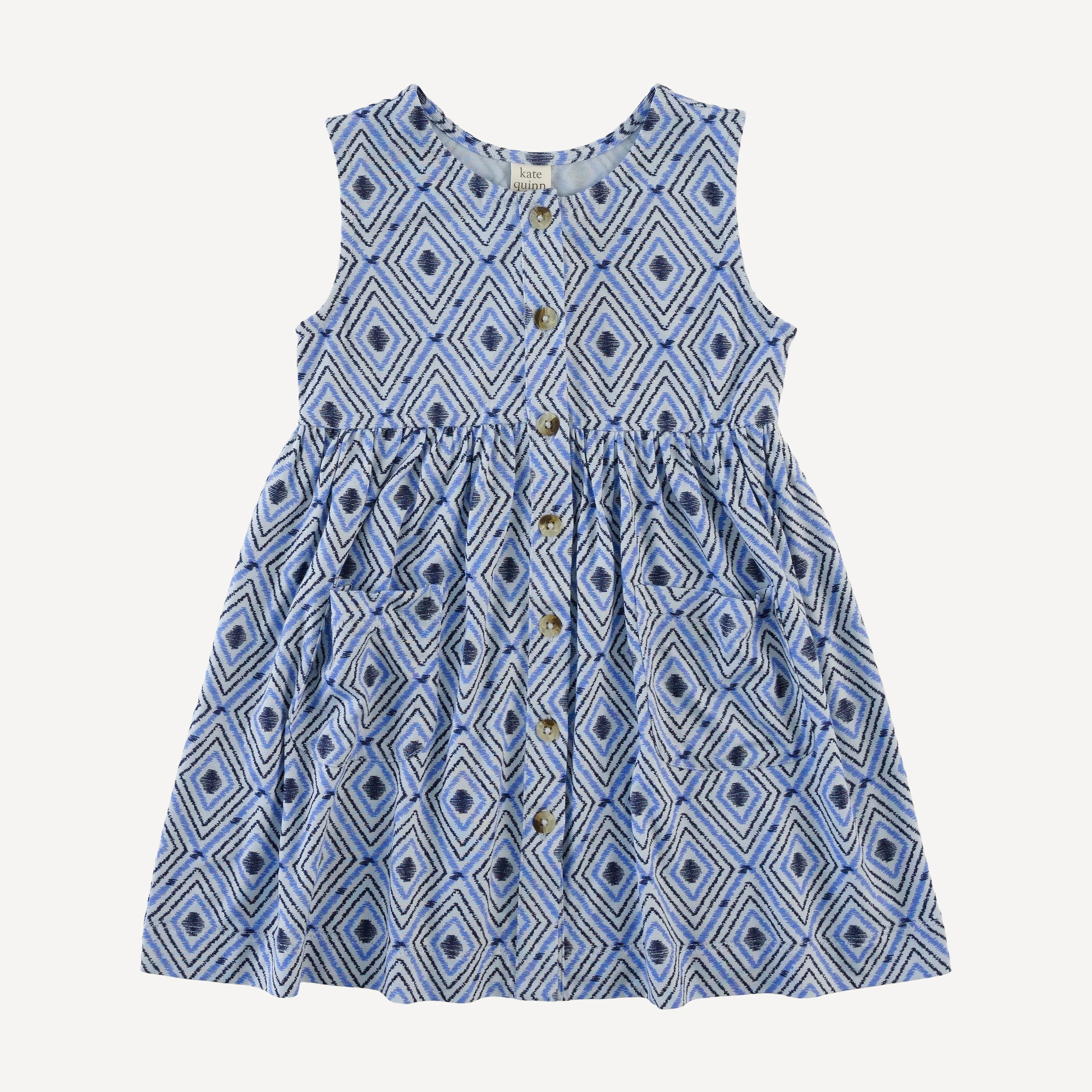 pinafore apron button pocket dress | diamond | bamboo