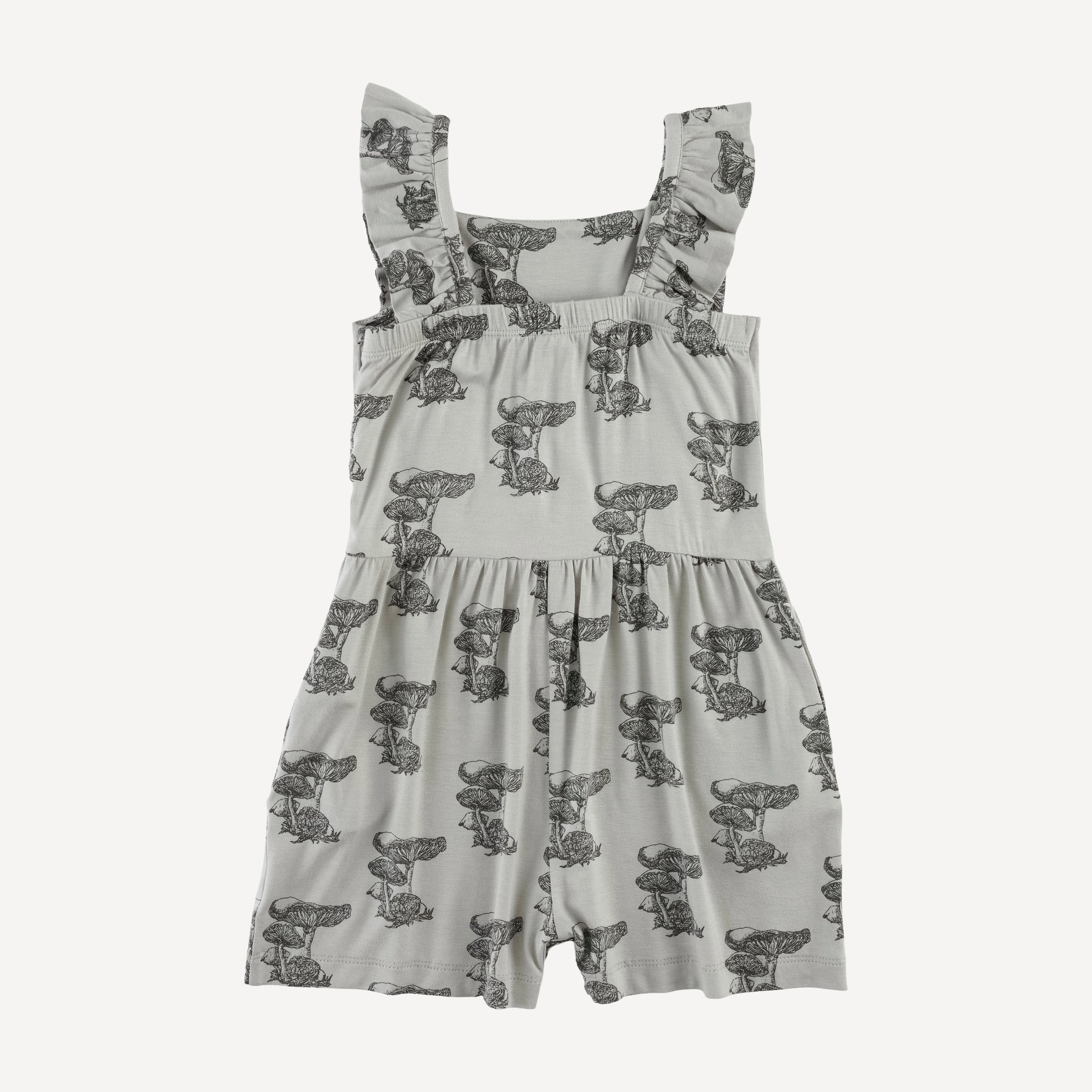 pinafore ruffle romper | gray mushroom snail | bamboo - Image 3