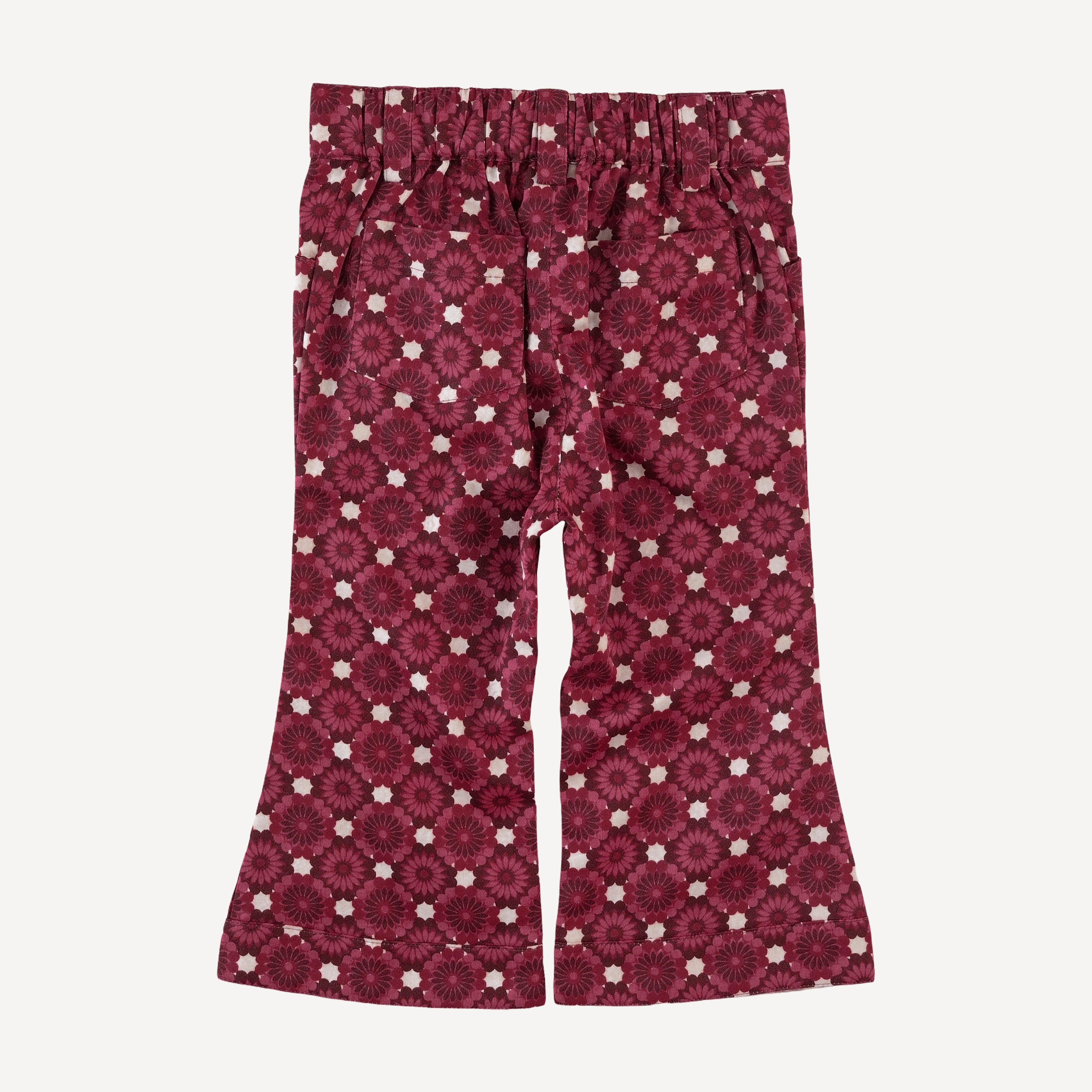 pintuck flare pant | red geo floral | organic cotton sateen woven - Image 3