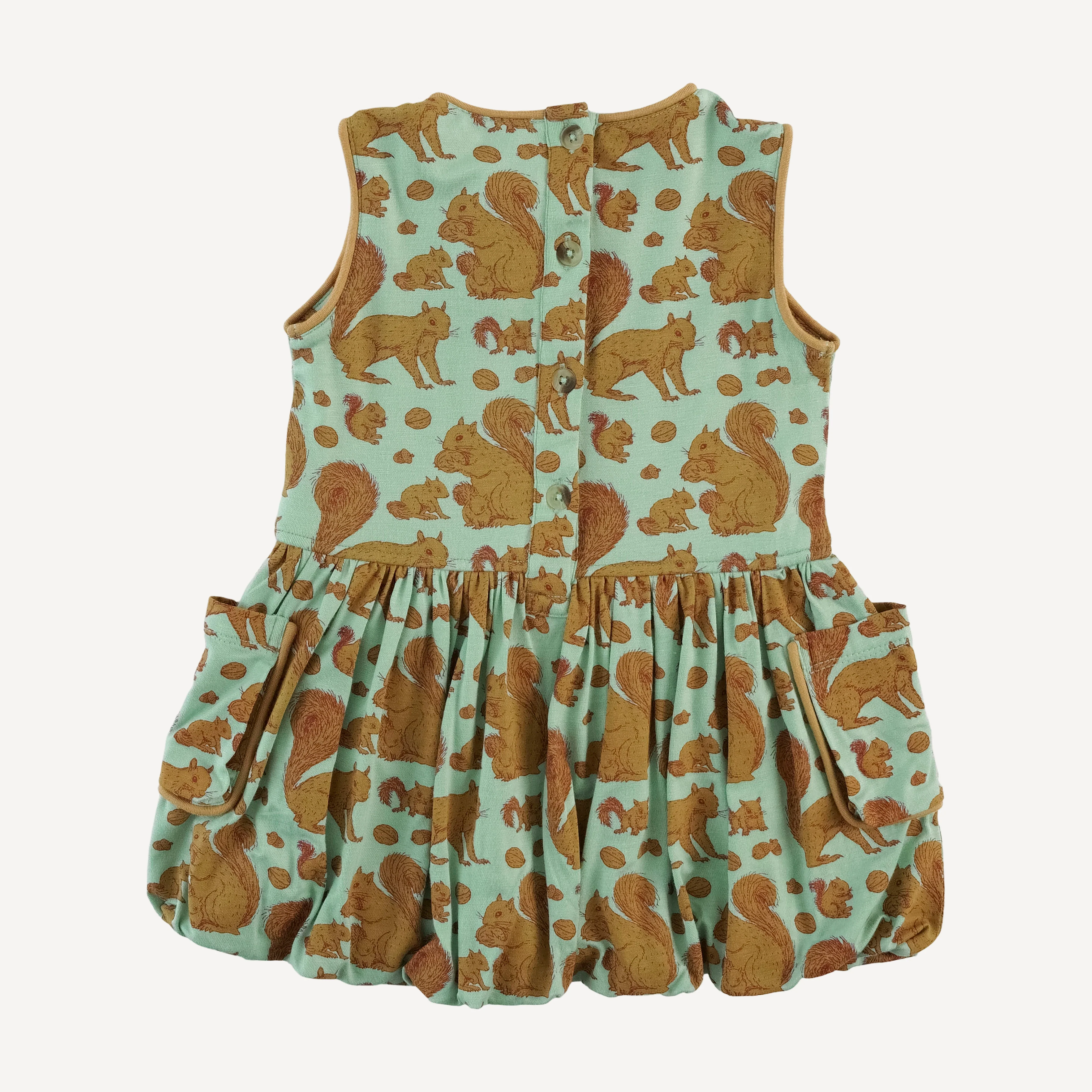 piped cargo pocket dress | toffy squirrel | bamboo - Image 3