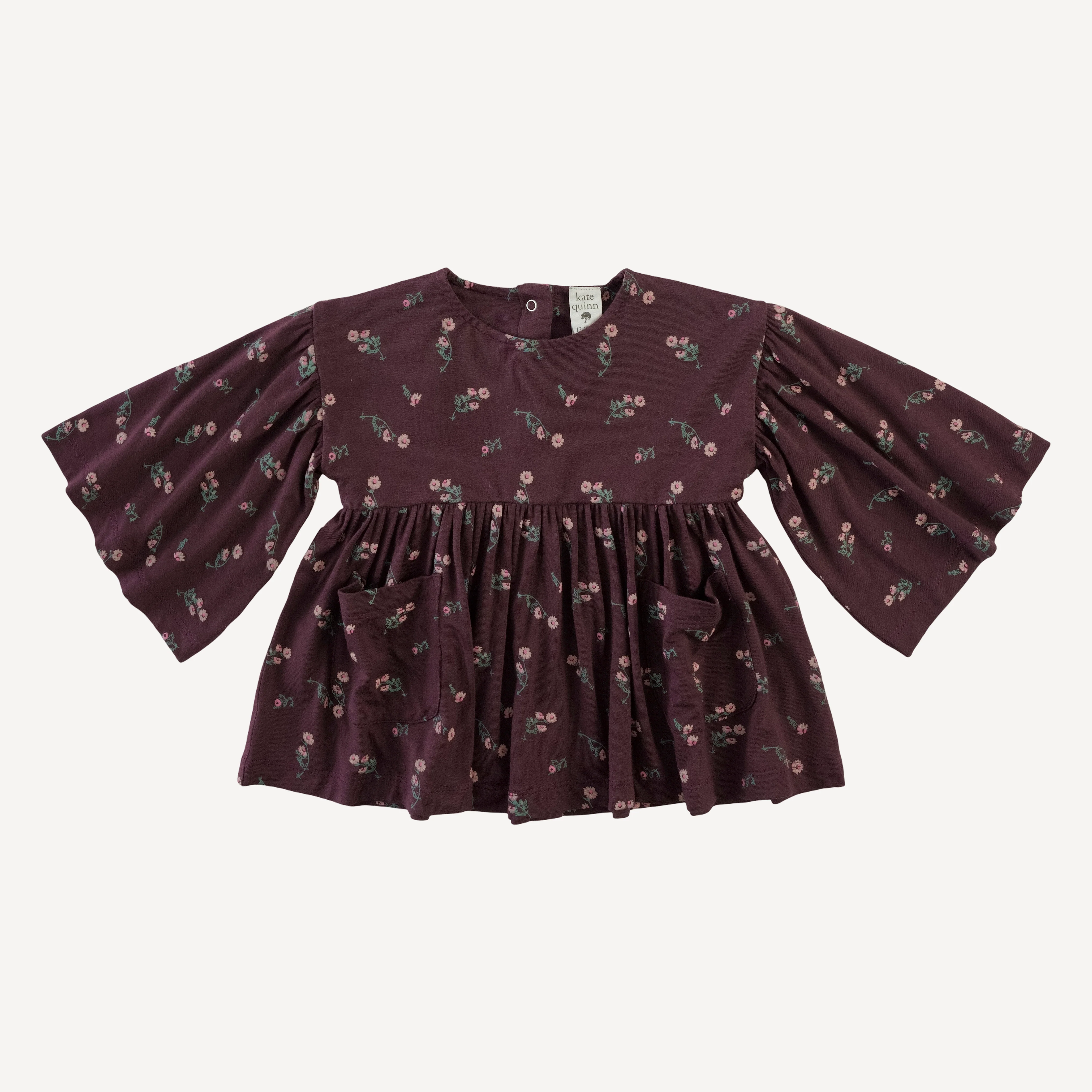 bell sleeve gathered tunic | huckleberry chamomile | bamboo