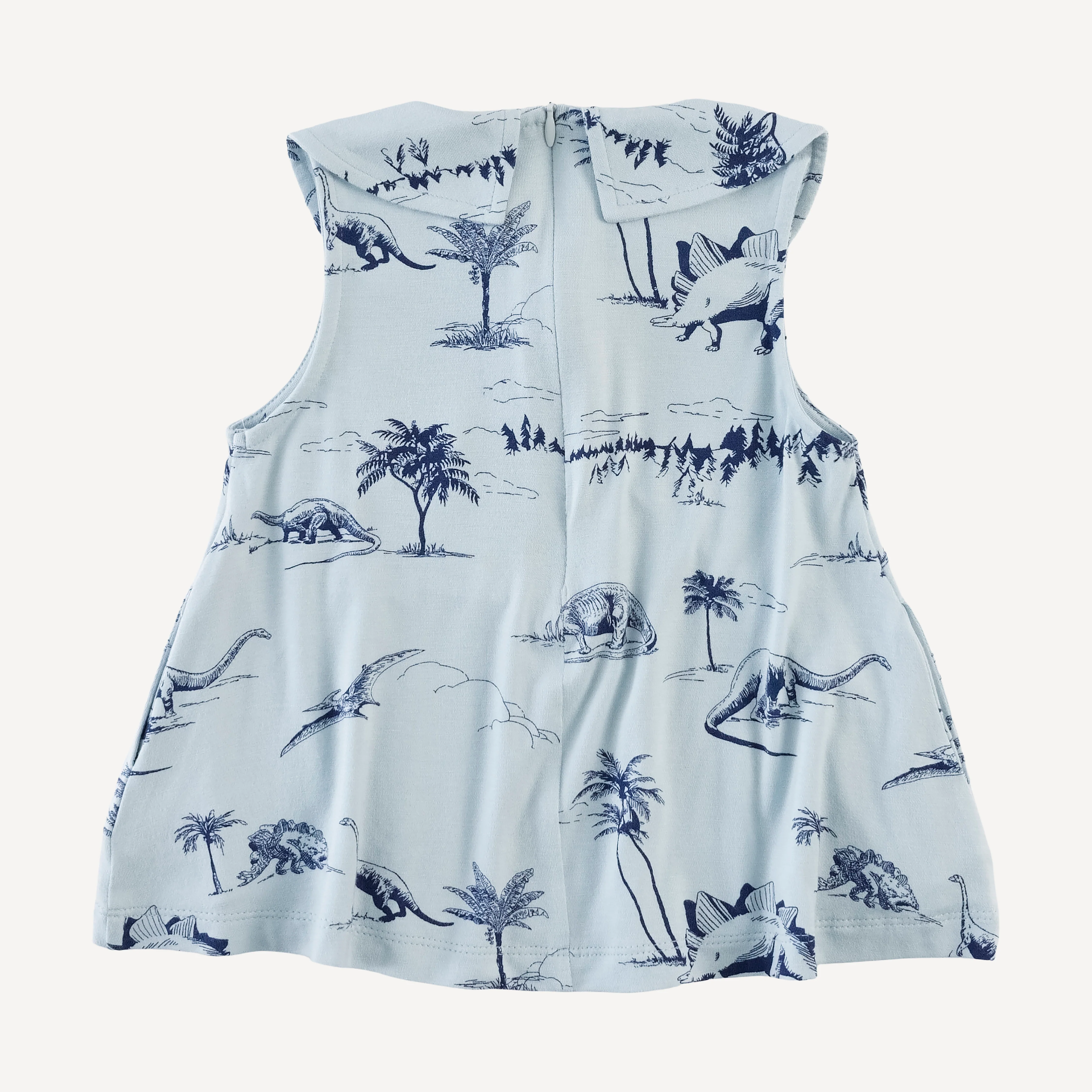 kick pleat peter pan top + bike short set | blue dino landscape | bamboo - Image 4