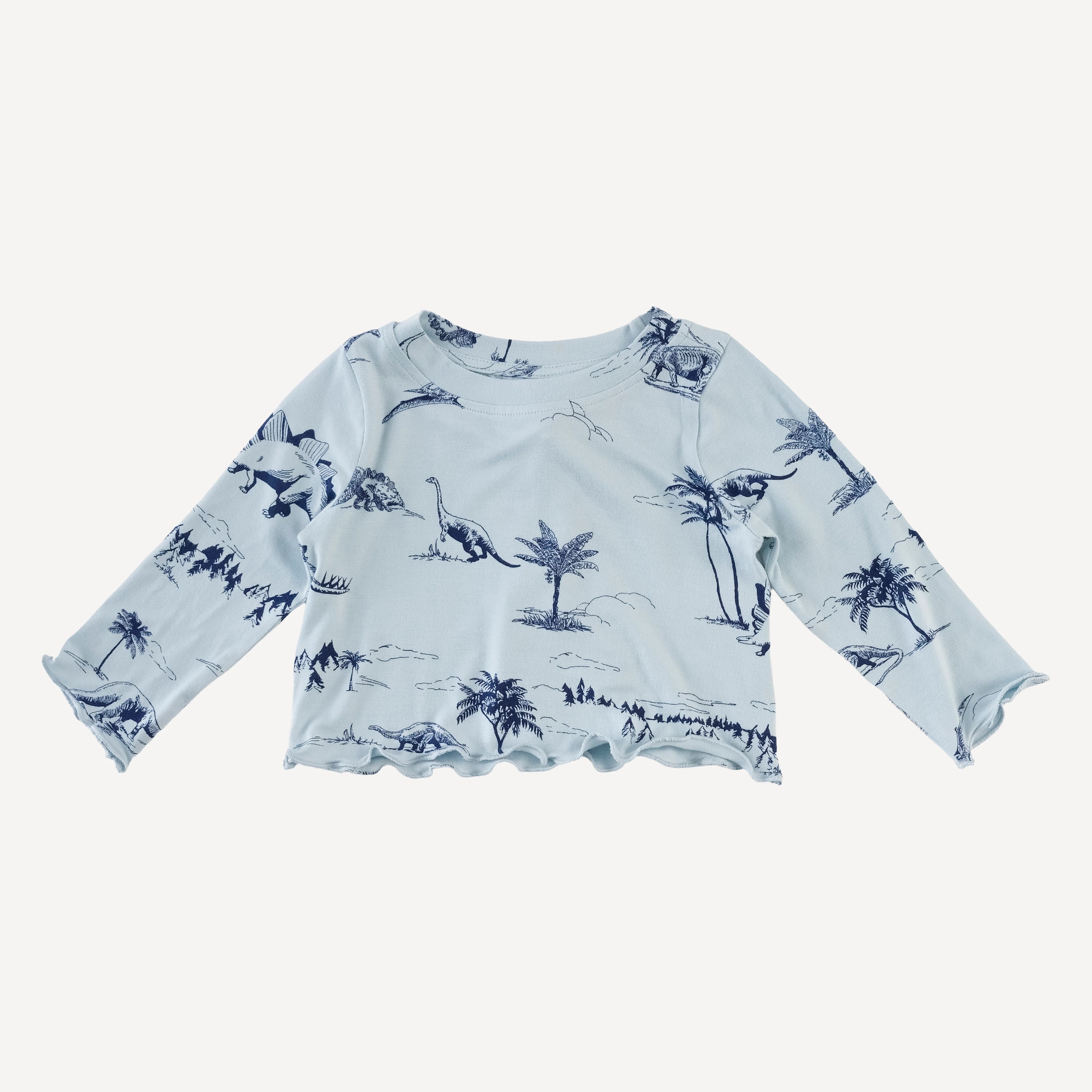 long sleeve jade set | blue dino landscape | bamboo - Image 3