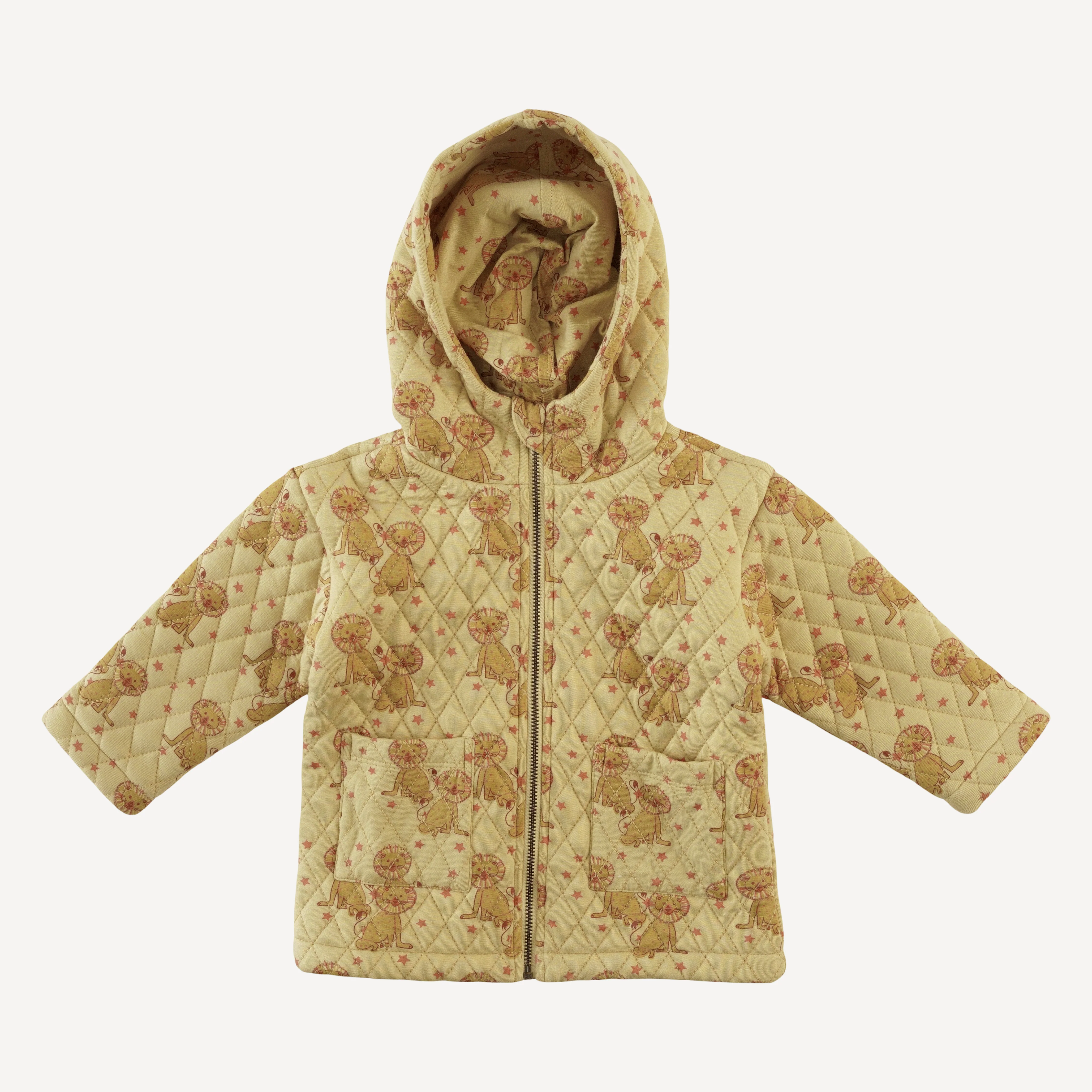 quilted hooded jacket | vintage lion | bamboo