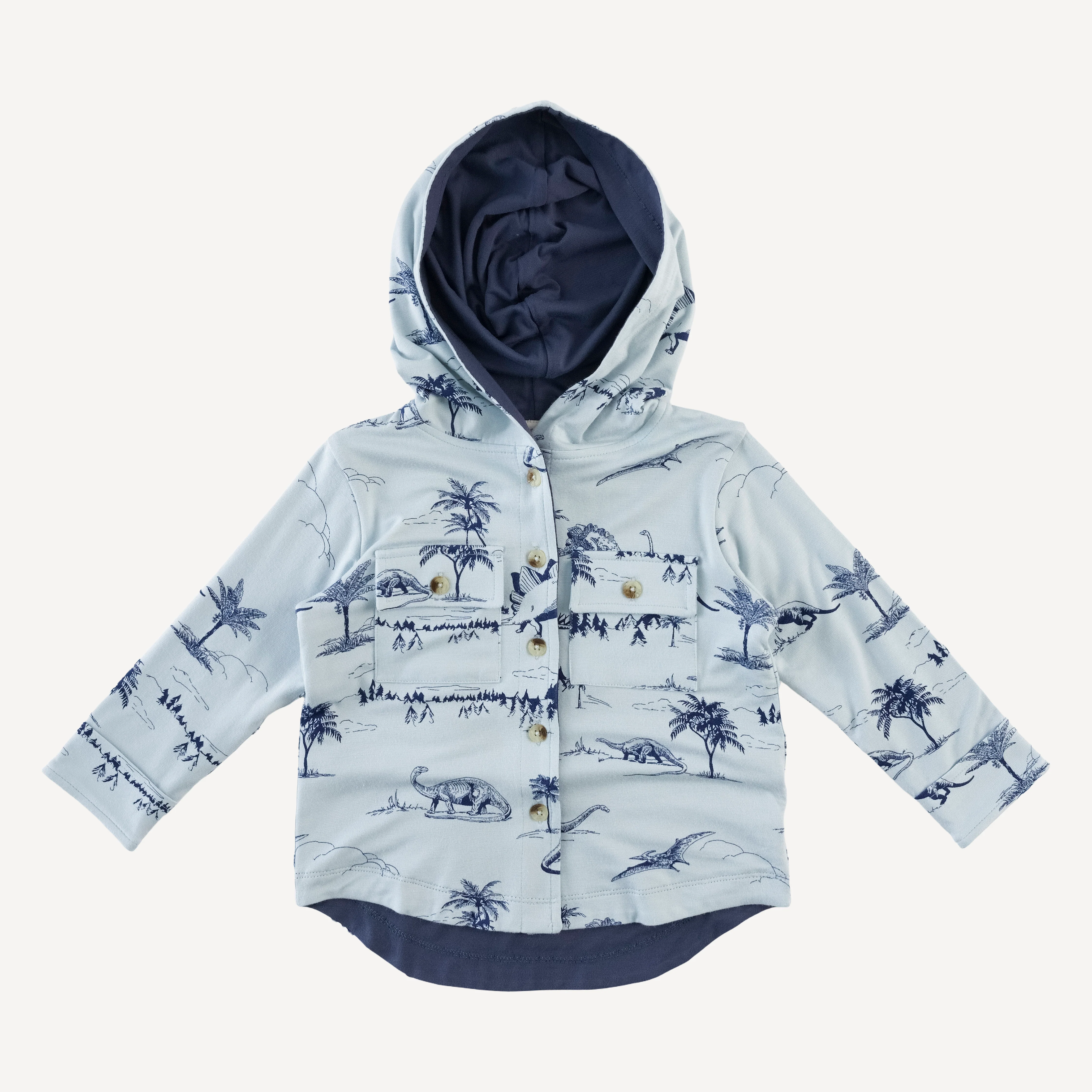 shacket | blue dino landscape | bamboo