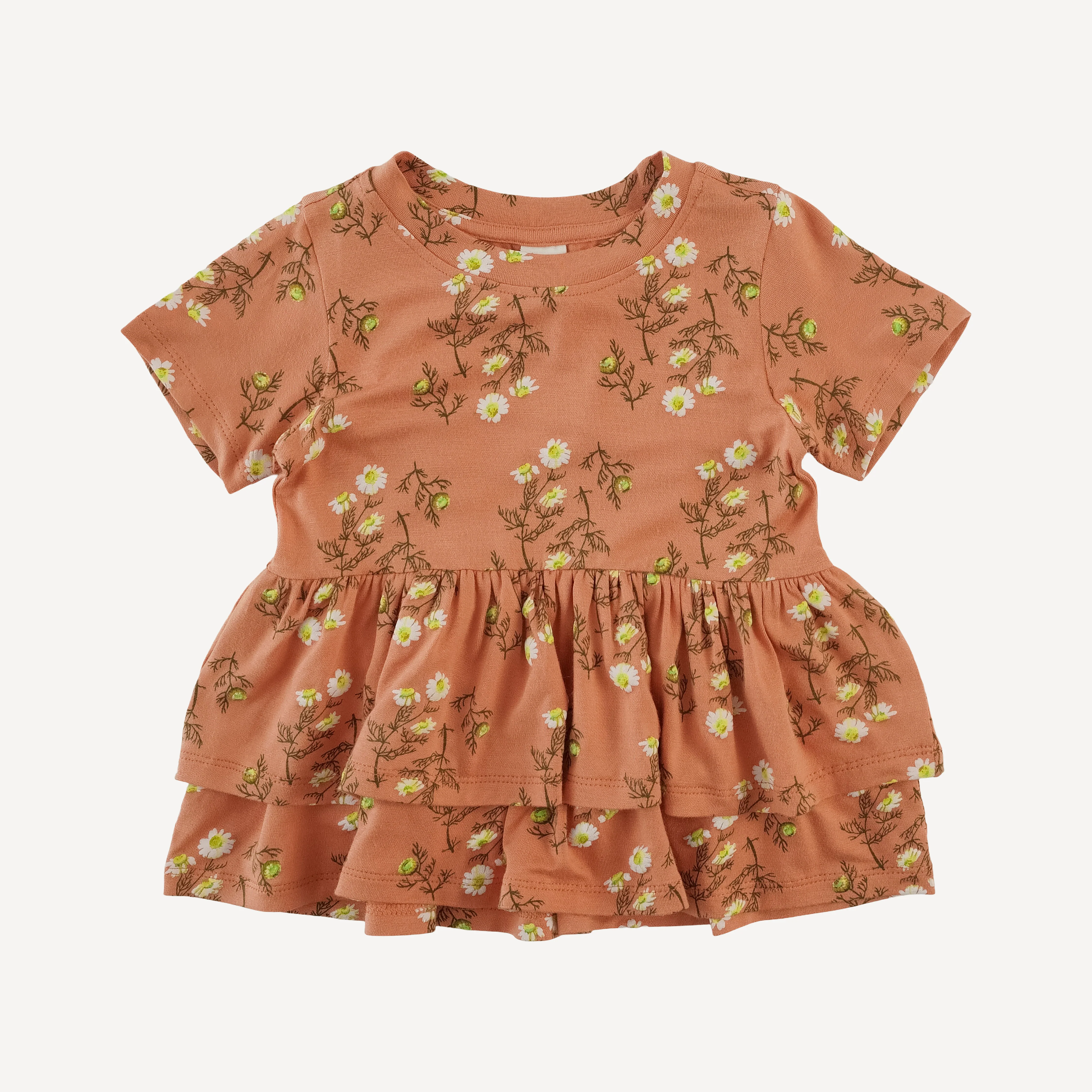 short sleeve double skirted ruffle top | wild chamomile | bamboo