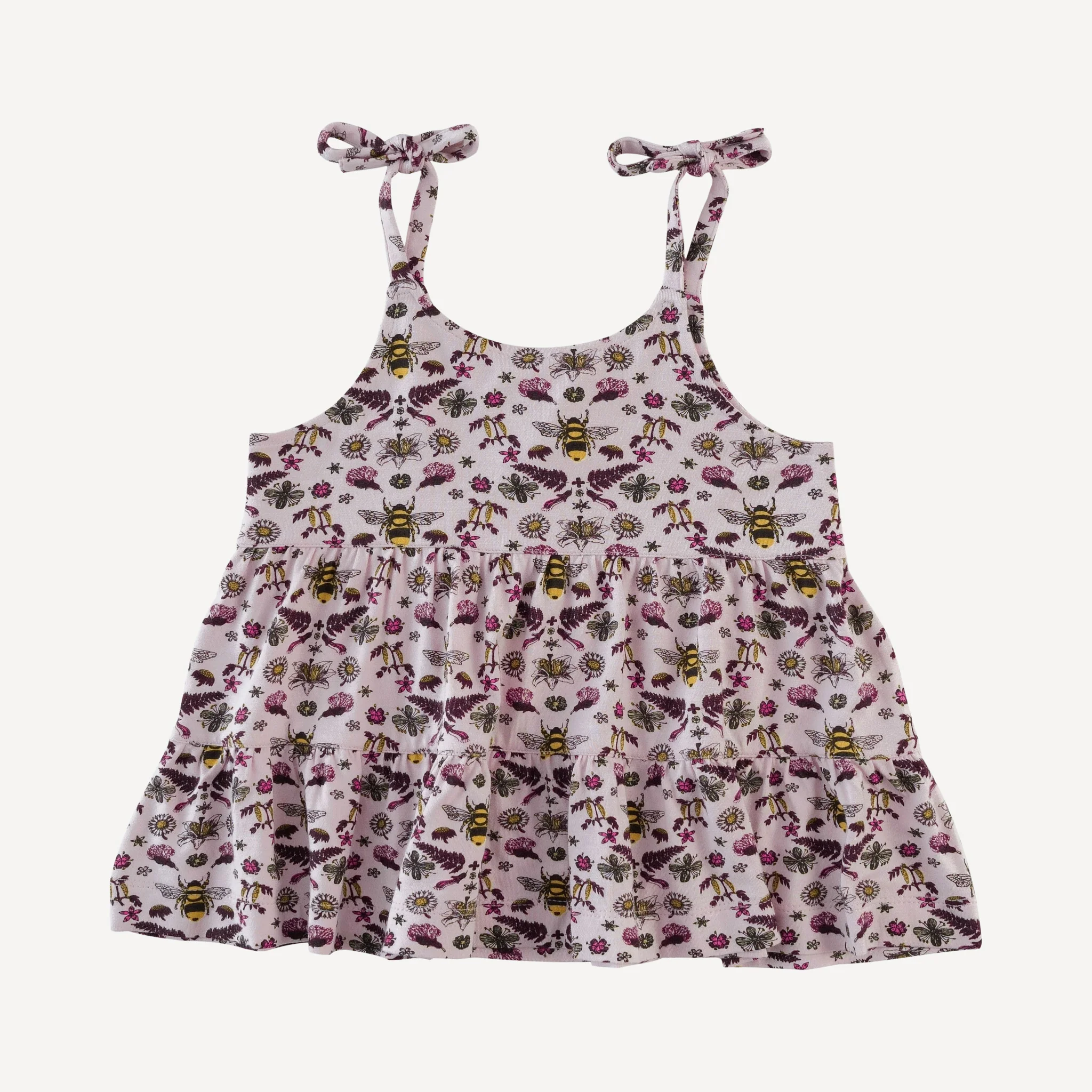spaghetti tie prairie top + short set | rose litho bee | bamboo - Image 3