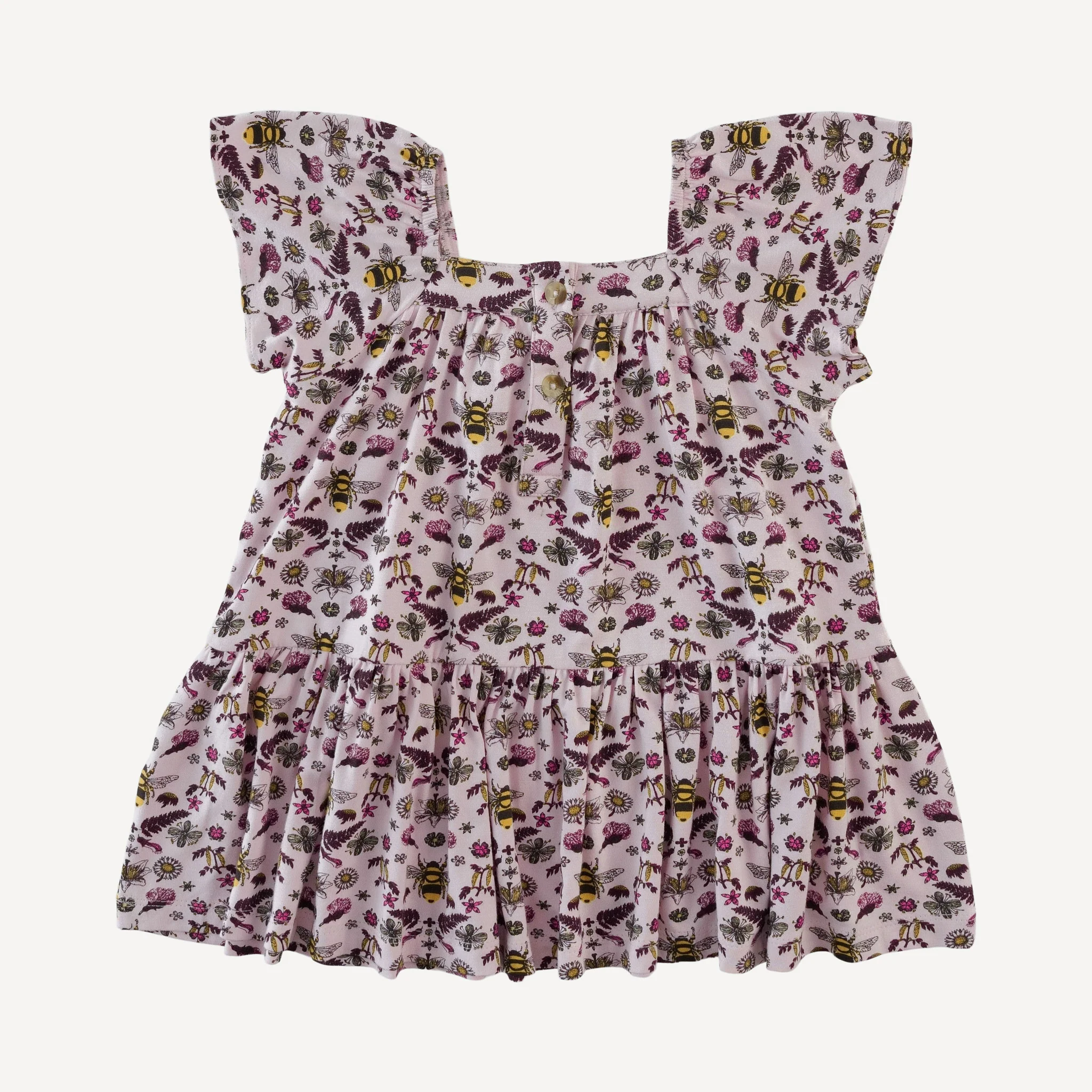 square neck flutter sleeve dress | rose litho bee | bamboo - Image 3